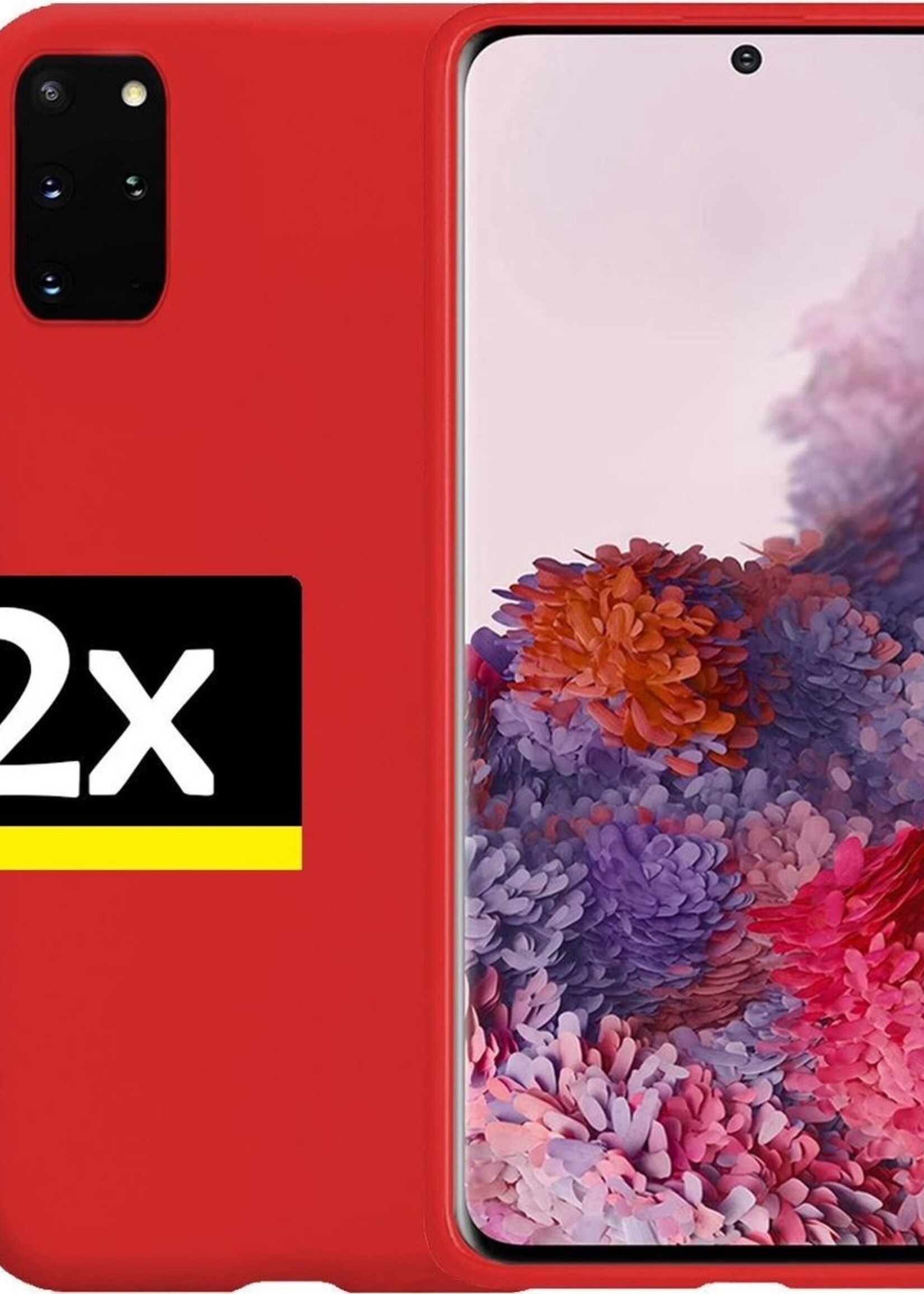 LUQ Hoesje Geschikt voor Samsung S20 Plus Hoesje Siliconen Case - Hoes Geschikt voor Samsung Galaxy S20 Plus Hoes Siliconen - Rood - 2 Stuks