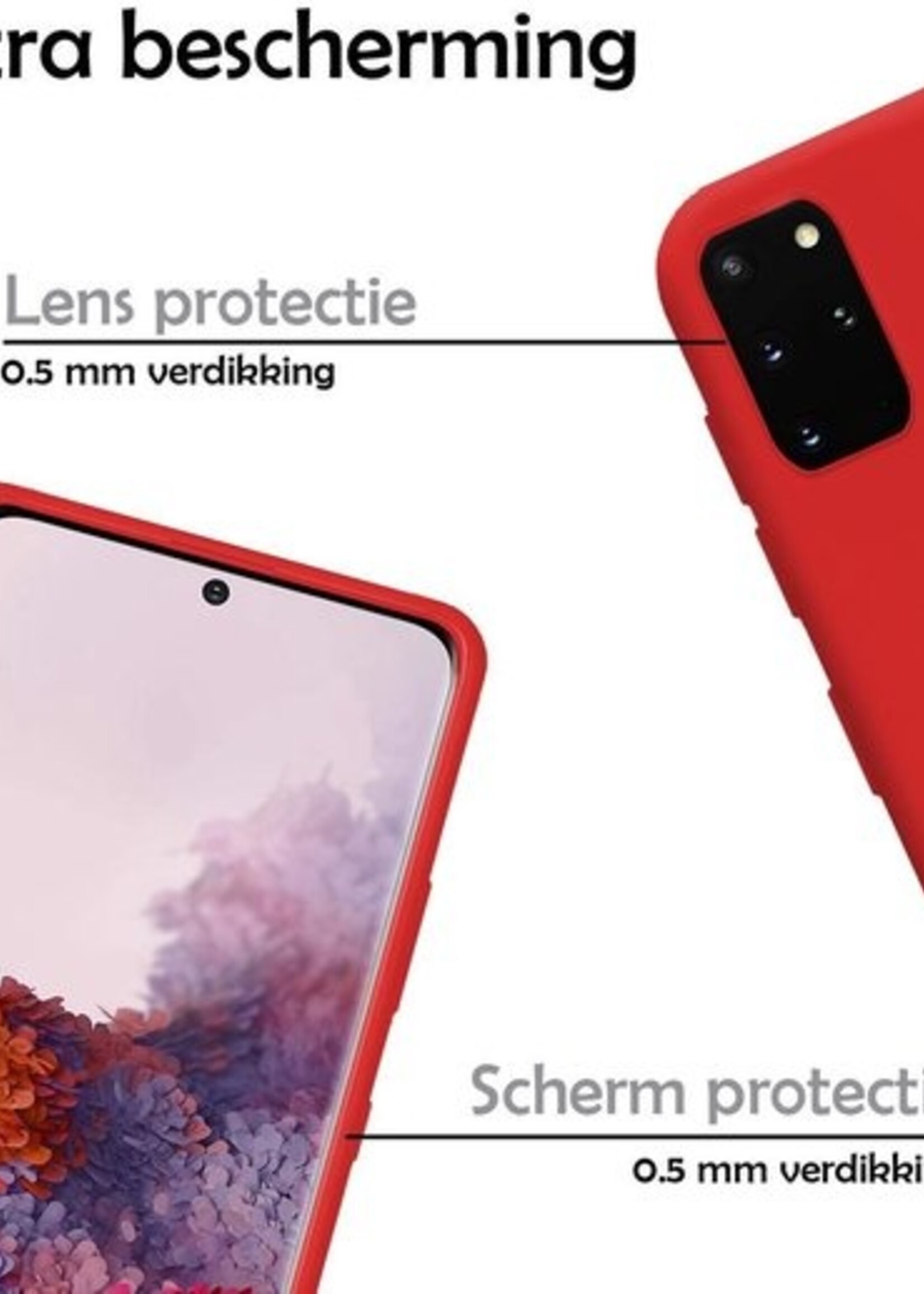 LUQ Hoesje Geschikt voor Samsung S20 Plus Hoesje Siliconen Case - Hoes Geschikt voor Samsung Galaxy S20 Plus Hoes Siliconen - Rood - 2 Stuks