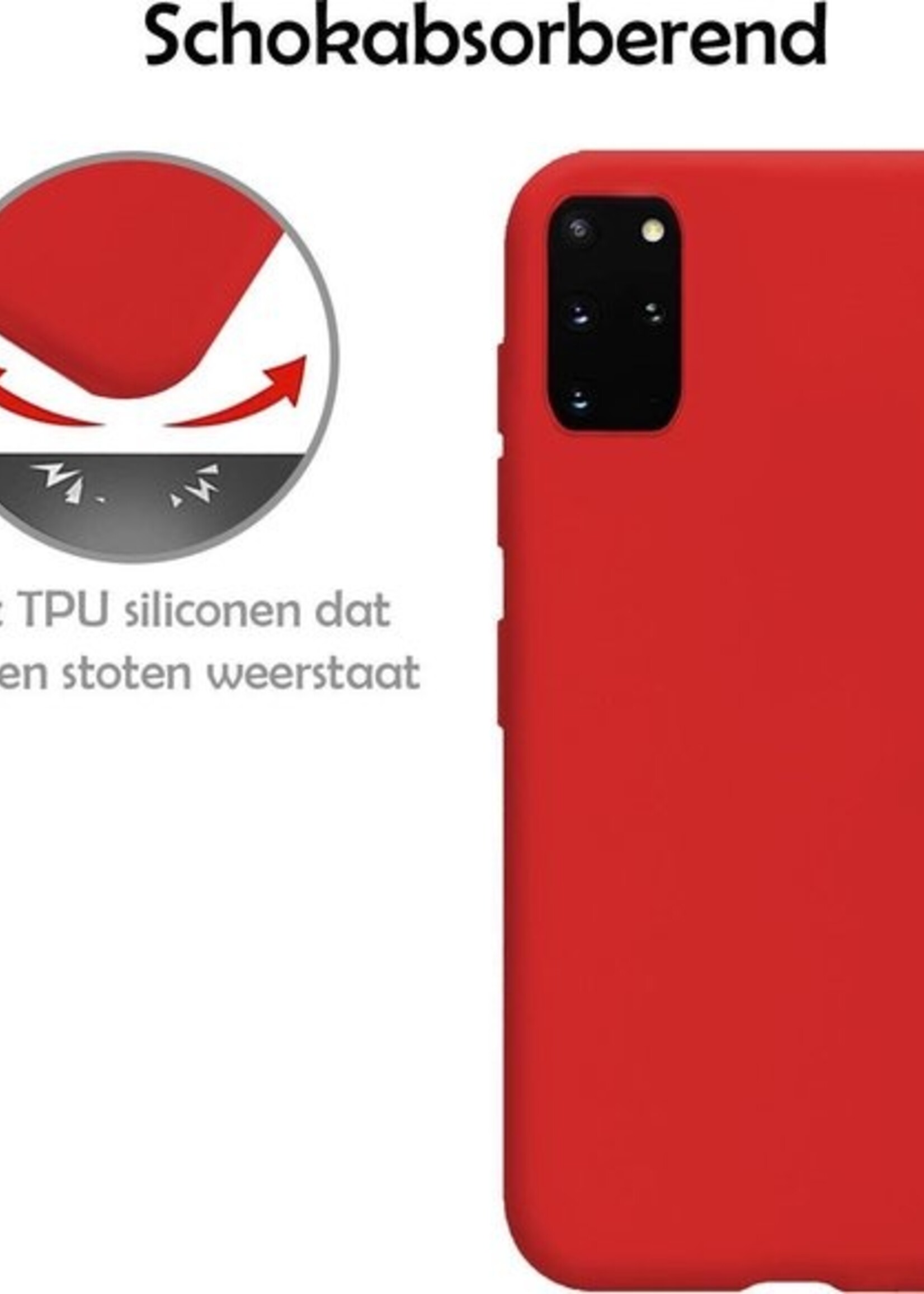 LUQ Hoesje Geschikt voor Samsung S20 Plus Hoesje Siliconen Case - Hoes Geschikt voor Samsung Galaxy S20 Plus Hoes Siliconen - Rood - 2 Stuks