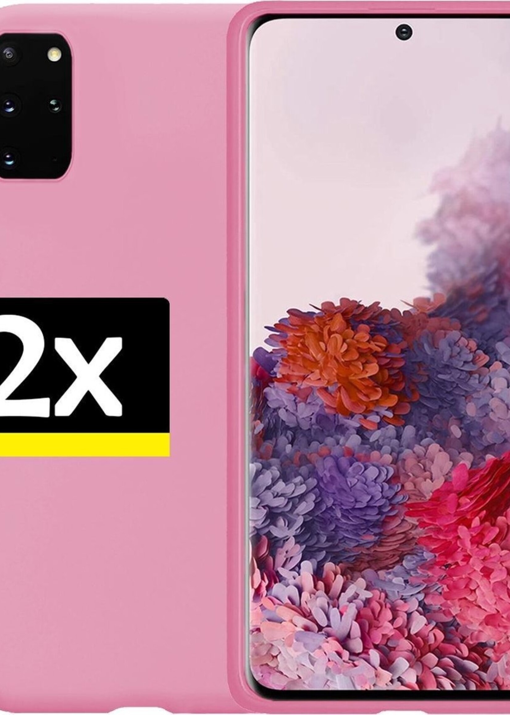 LUQ Hoesje Geschikt voor Samsung S20 Plus Hoesje Siliconen Case - Hoes Geschikt voor Samsung Galaxy S20 Plus Hoes Siliconen - Roze - 2 Stuks