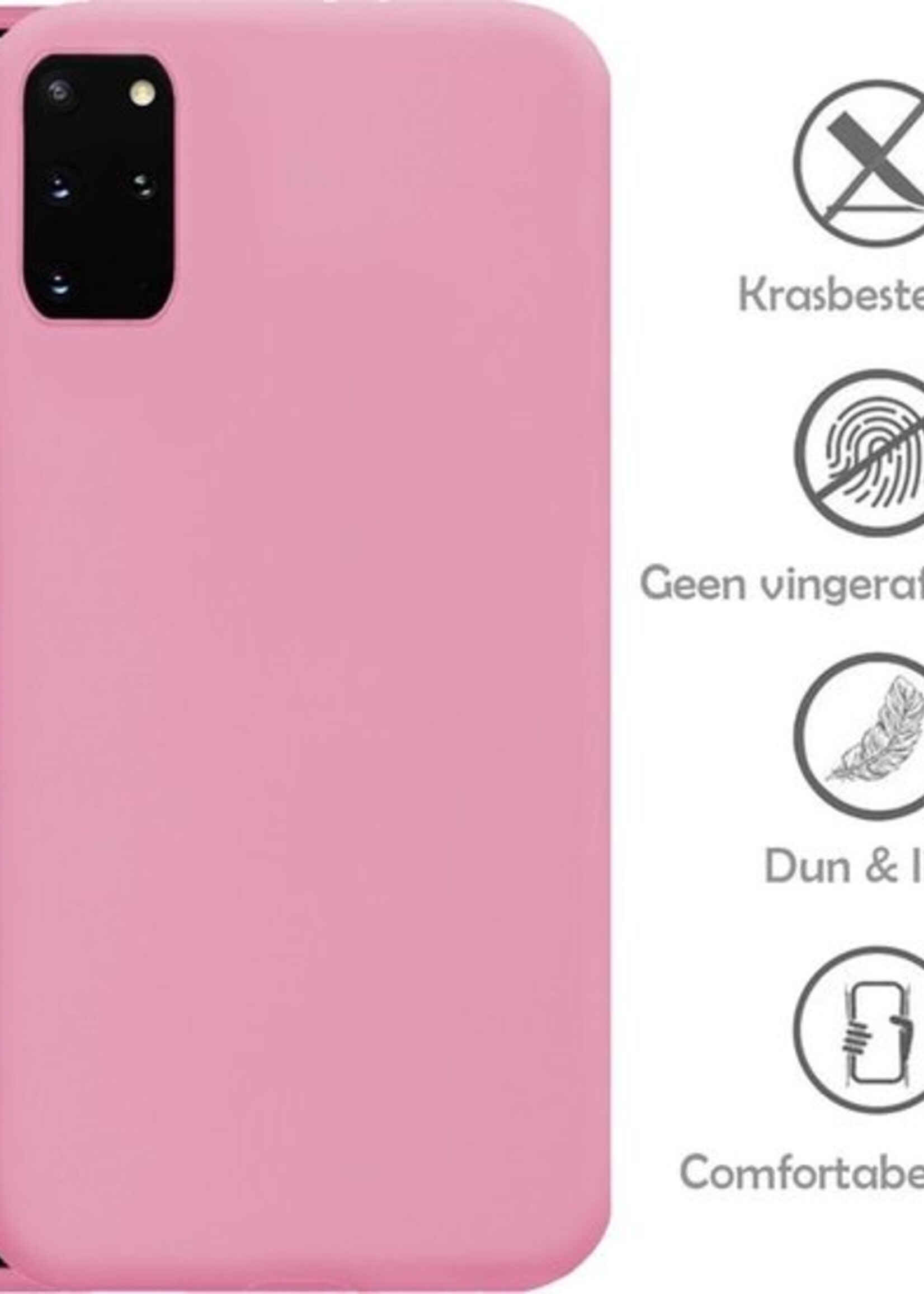 LUQ Hoesje Geschikt voor Samsung S20 Plus Hoesje Siliconen Case - Hoes Geschikt voor Samsung Galaxy S20 Plus Hoes Siliconen - Roze - 2 Stuks