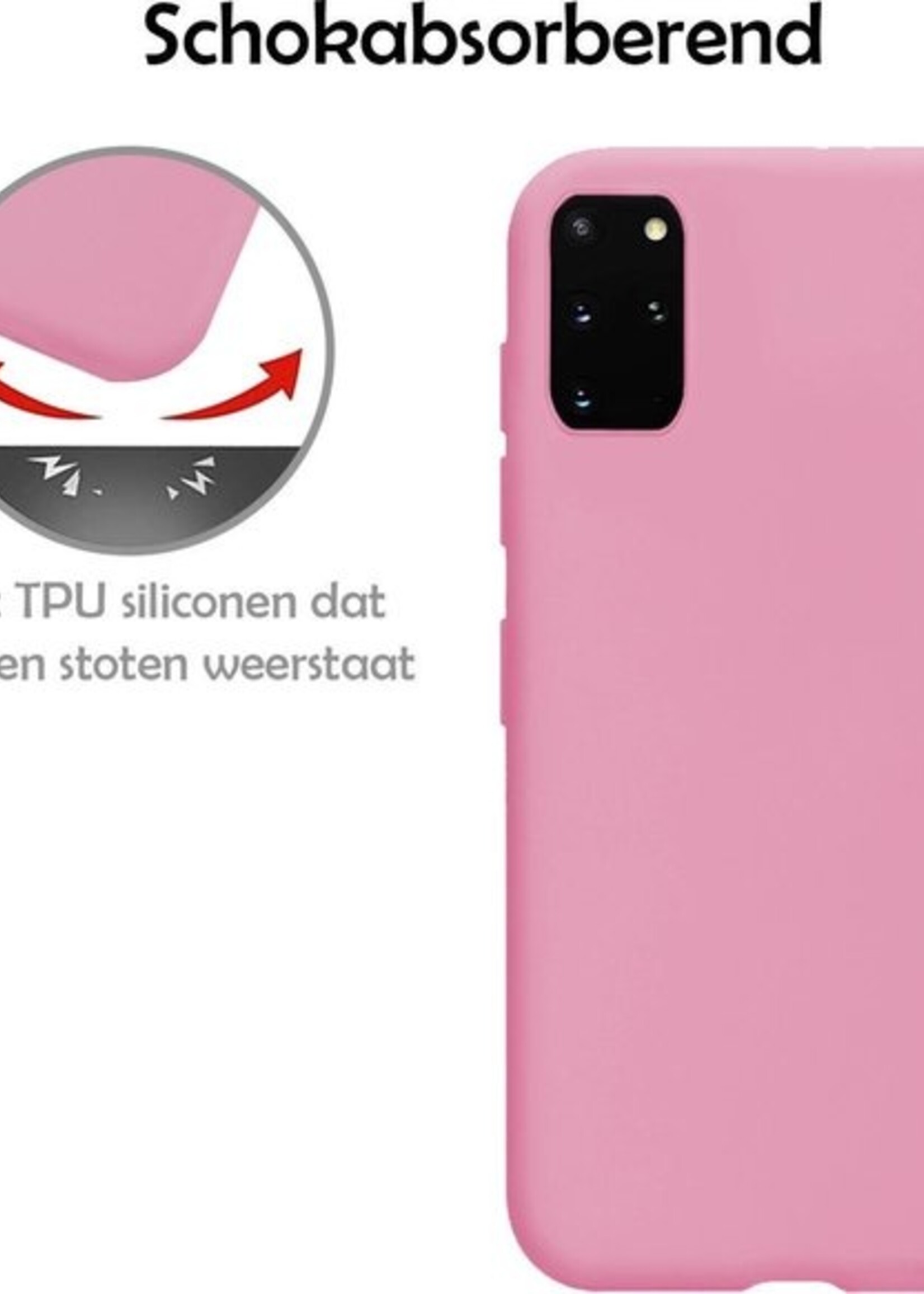 LUQ Hoesje Geschikt voor Samsung S20 Plus Hoesje Siliconen Case - Hoes Geschikt voor Samsung Galaxy S20 Plus Hoes Siliconen - Roze - 2 Stuks