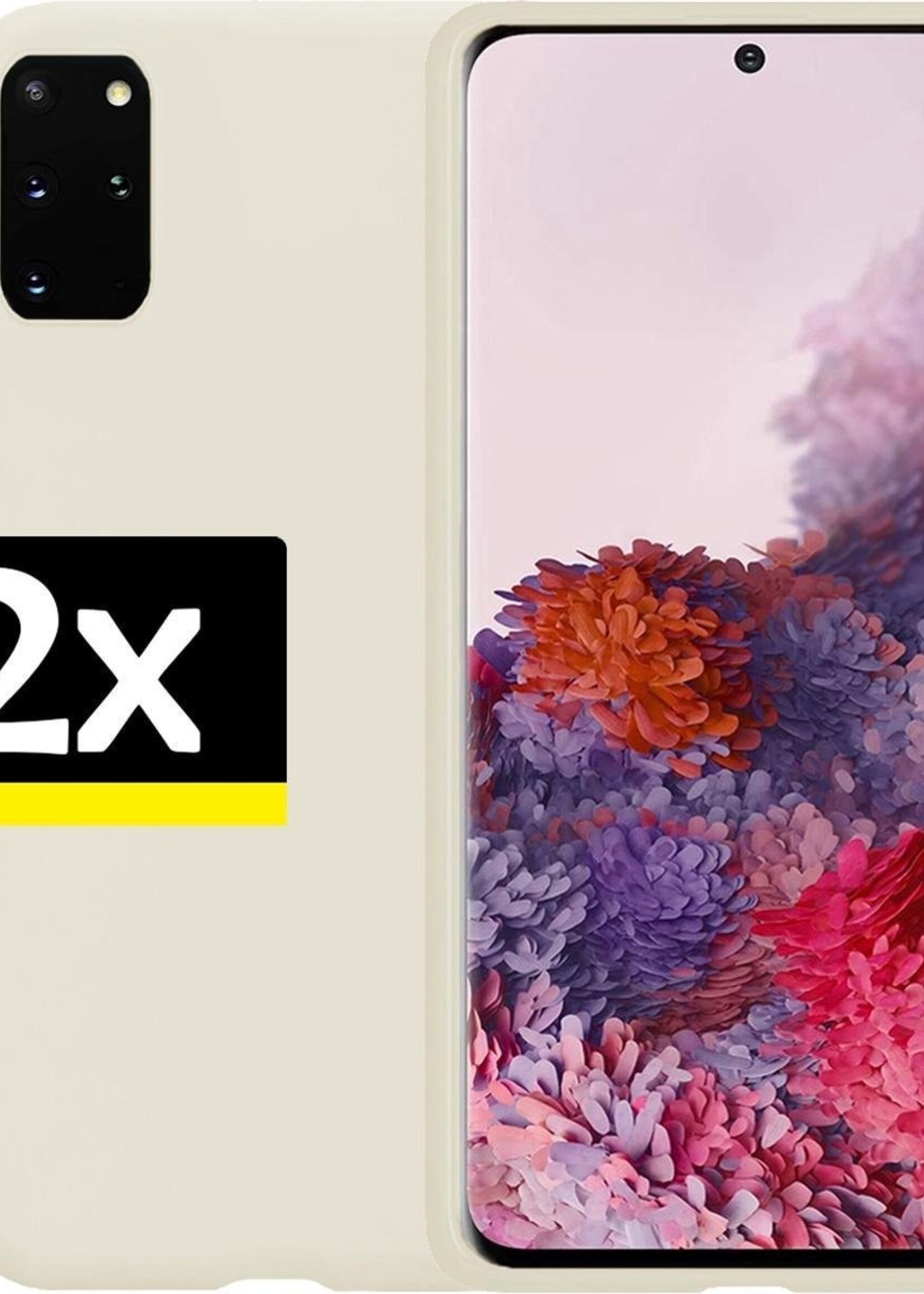 LUQ Hoesje Geschikt voor Samsung S20 Plus Hoesje Siliconen Case - Hoes Geschikt voor Samsung Galaxy S20 Plus Hoes Siliconen - Wit - 2 Stuks