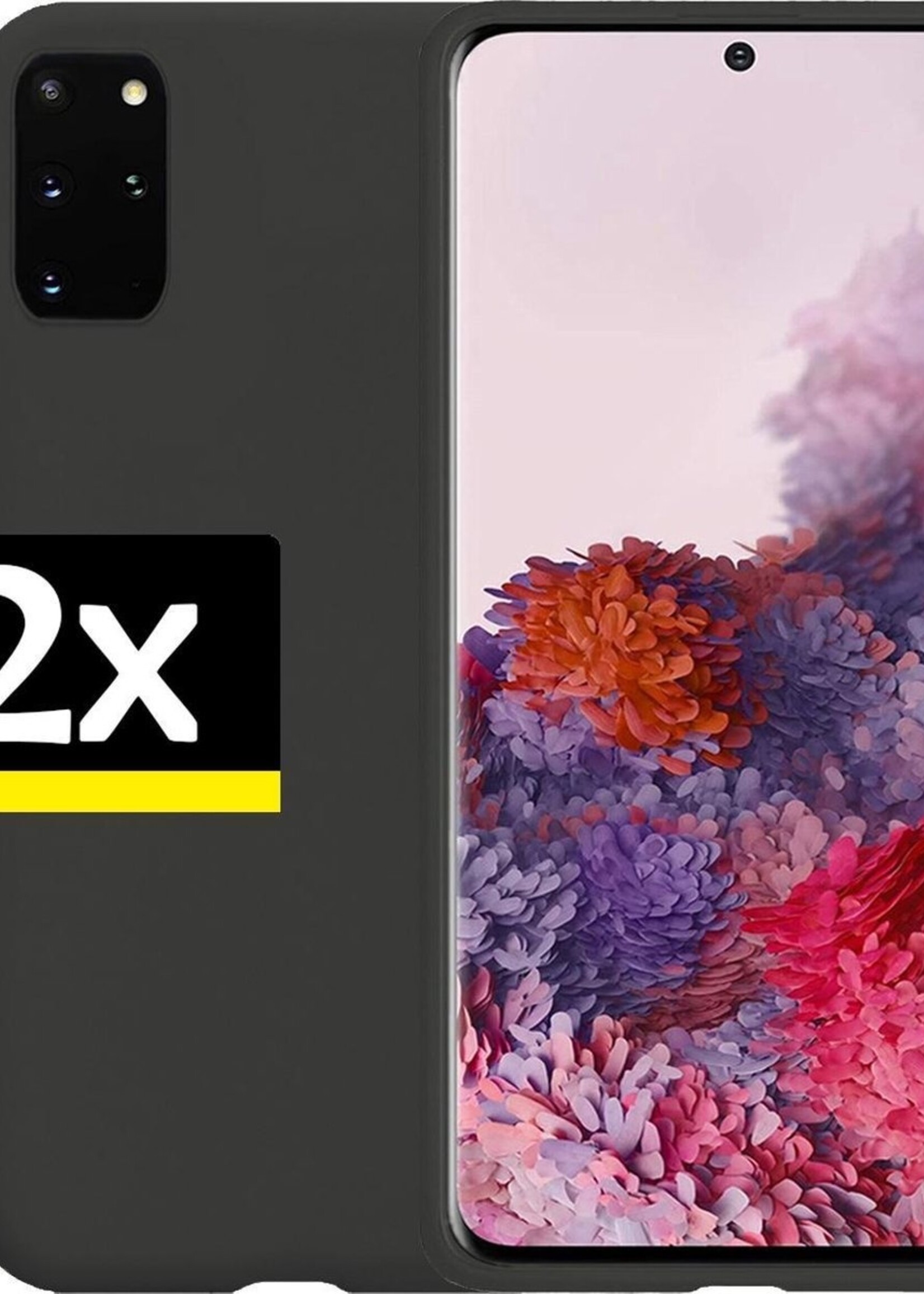 LUQ Hoesje Geschikt voor Samsung S20 Plus Hoesje Siliconen Case - Hoes Geschikt voor Samsung Galaxy S20 Plus Hoes Siliconen - Zwart - 2 Stuks