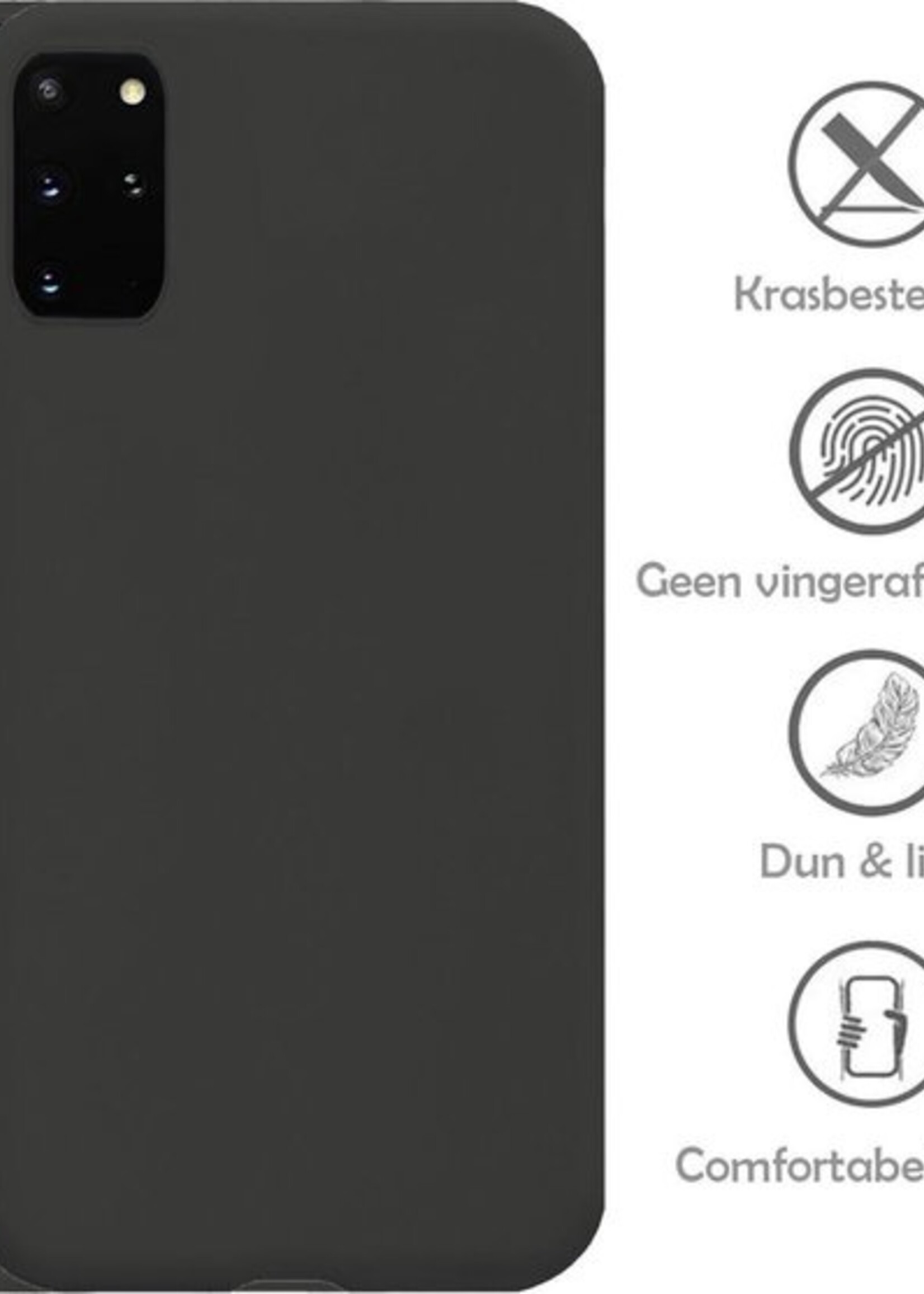 LUQ Hoesje Geschikt voor Samsung S20 Plus Hoesje Siliconen Case - Hoes Geschikt voor Samsung Galaxy S20 Plus Hoes Siliconen - Zwart - 2 Stuks