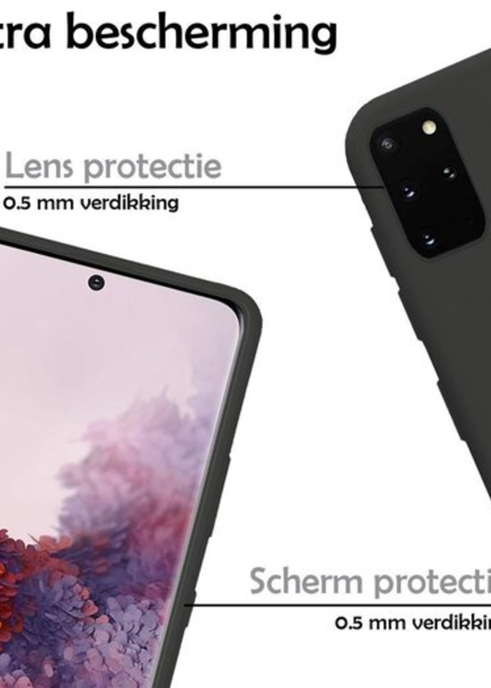 LUQ Hoesje Geschikt voor Samsung S20 Plus Hoesje Siliconen Case - Hoes Geschikt voor Samsung Galaxy S20 Plus Hoes Siliconen - Zwart - 2 Stuks
