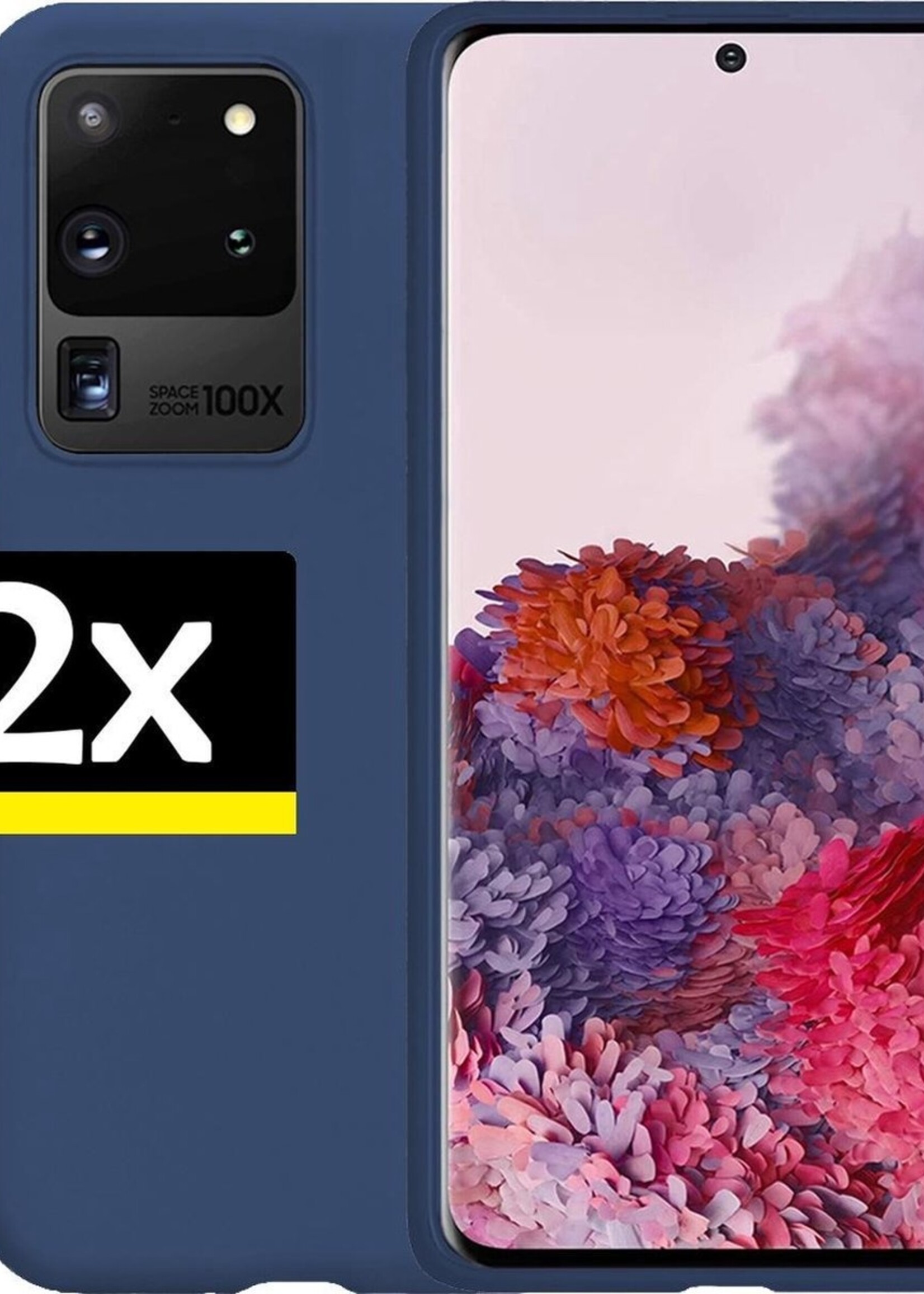 LUQ Hoesje Geschikt voor Samsung S20 Ultra Hoesje Siliconen Case - Hoes Geschikt voor Samsung Galaxy S20 Ultra Hoes Siliconen - Donkerblauw - 2 Stuks