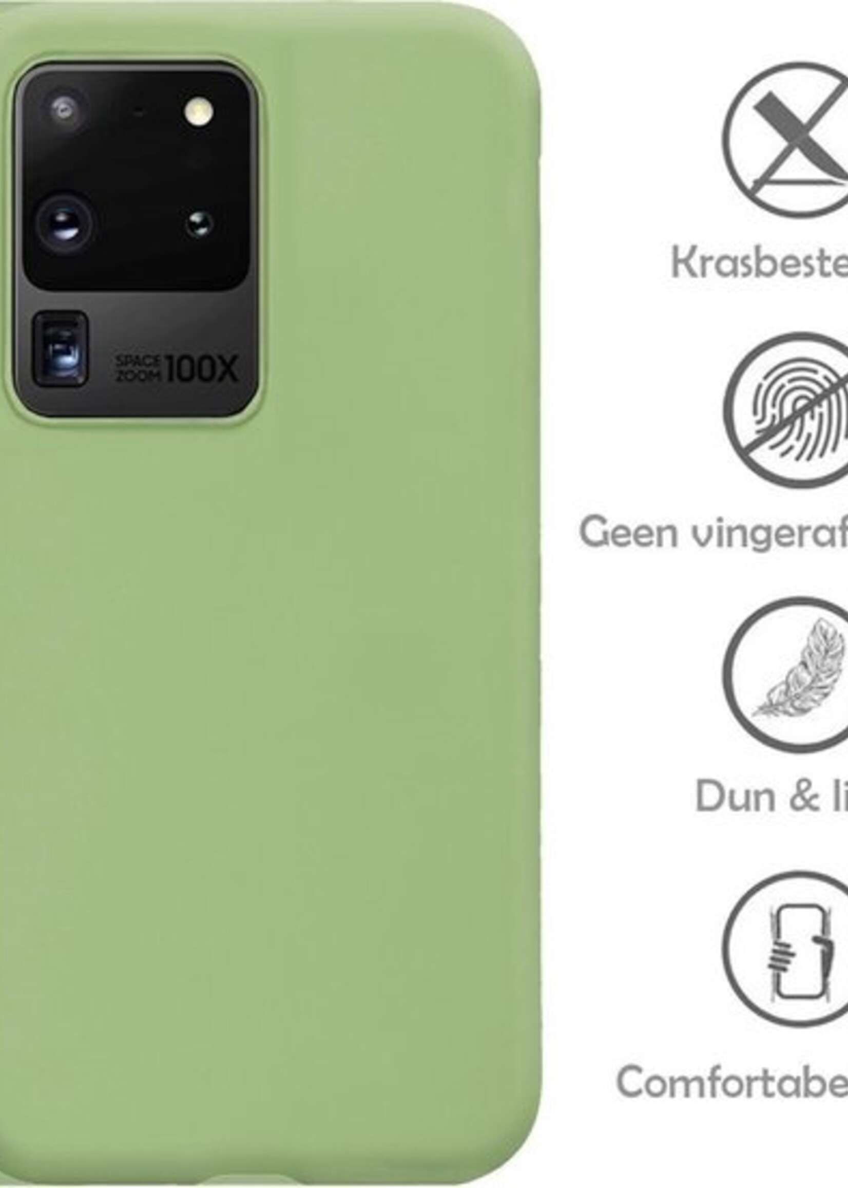 LUQ Hoesje Geschikt voor Samsung S20 Ultra Hoesje Siliconen Case - Hoes Geschikt voor Samsung Galaxy S20 Ultra Hoes Siliconen - Groen - 2 Stuks