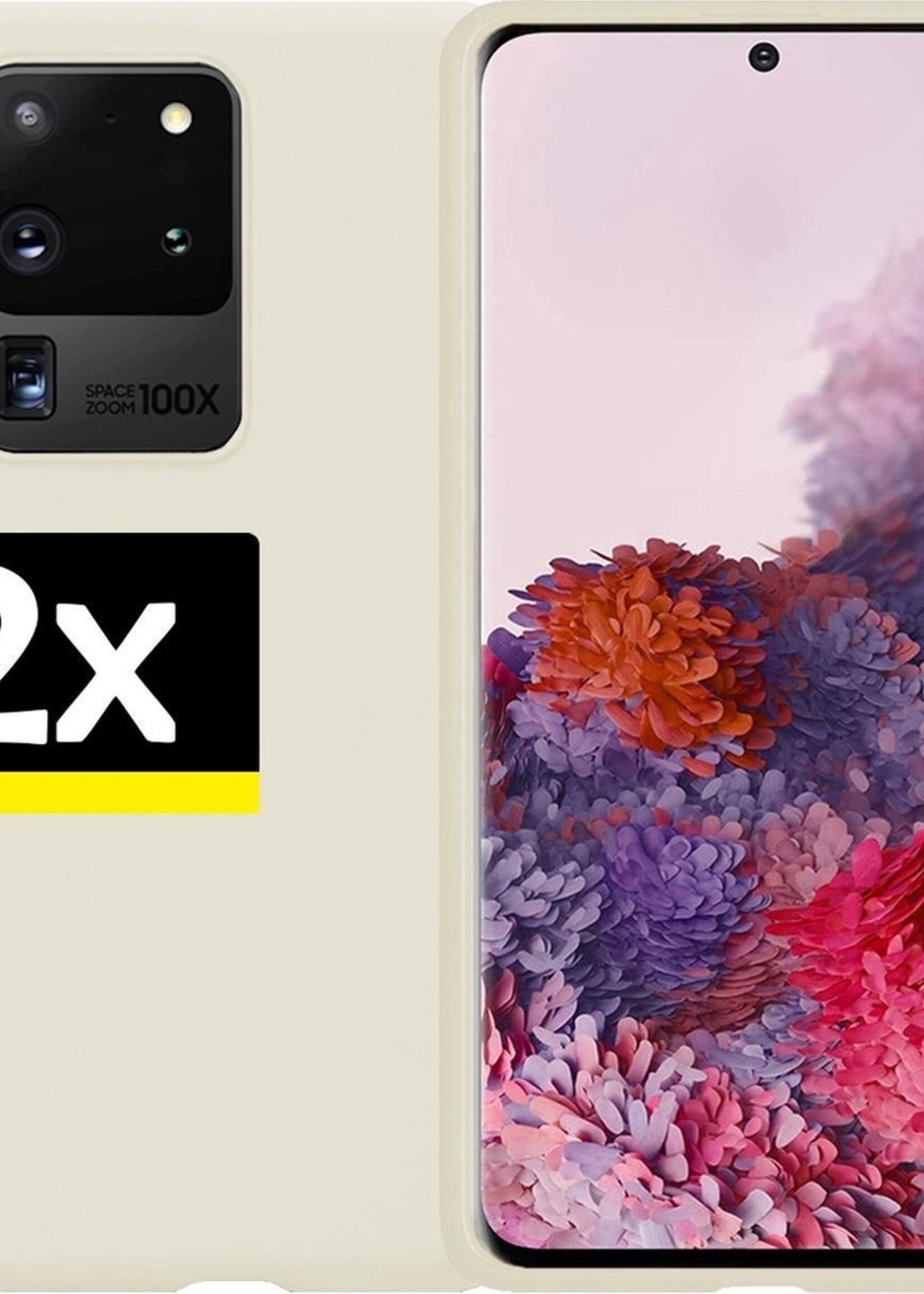 LUQ Hoesje Geschikt voor Samsung S20 Ultra Hoesje Siliconen Case - Hoes Geschikt voor Samsung Galaxy S20 Ultra Hoes Siliconen - Wit - 2 Stuks