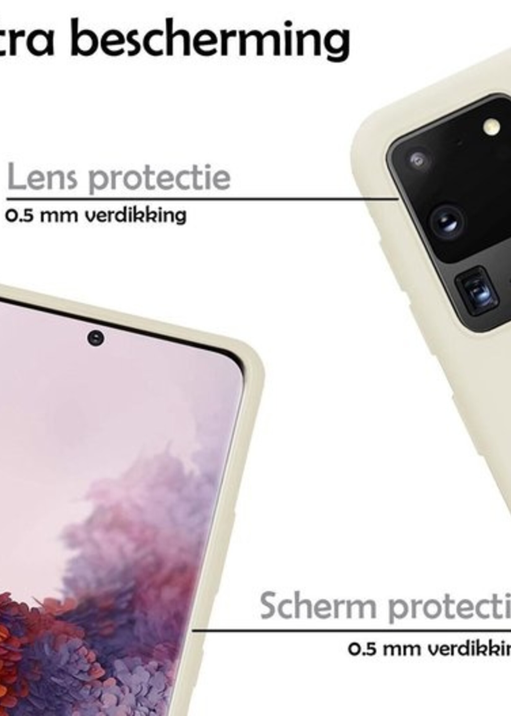 LUQ Hoesje Geschikt voor Samsung S20 Ultra Hoesje Siliconen Case - Hoes Geschikt voor Samsung Galaxy S20 Ultra Hoes Siliconen - Wit - 2 Stuks