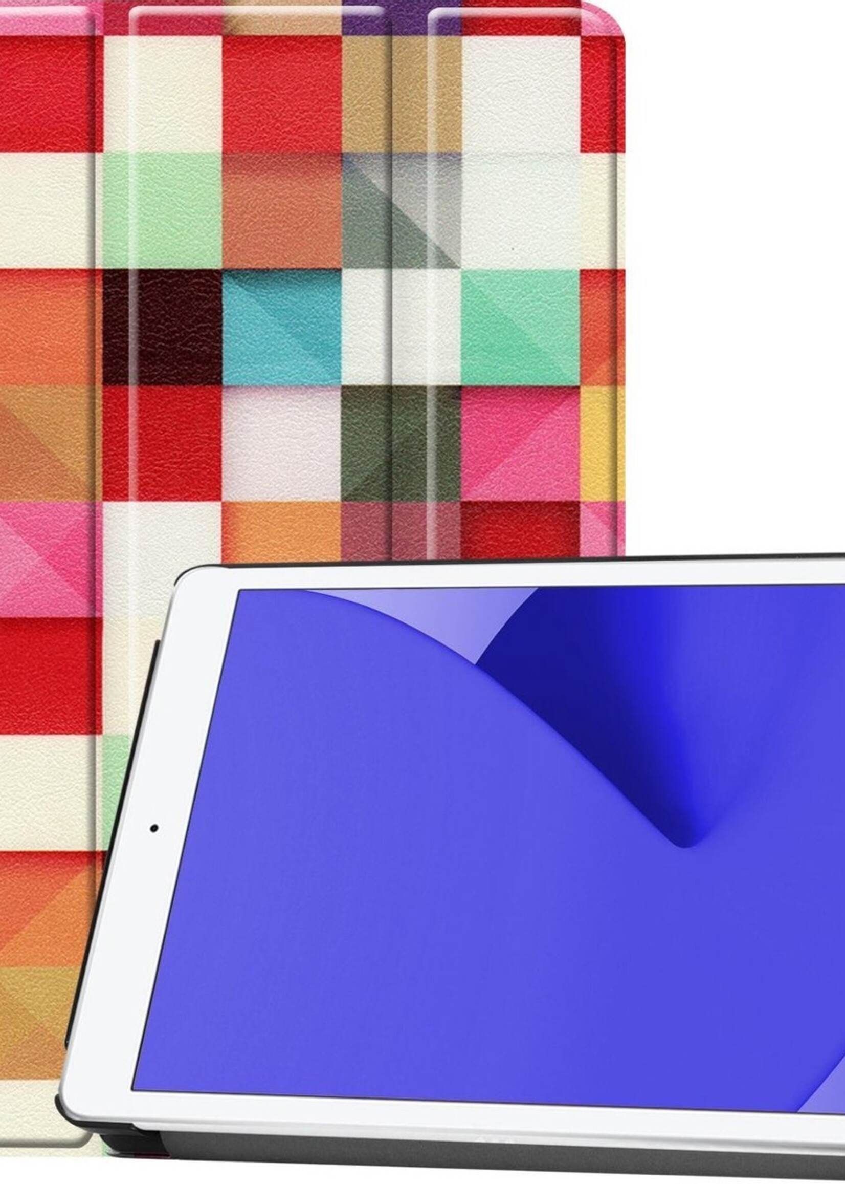 LUQ Hoes Geschikt voor iPad 10.2 2020 Hoes Luxe Hoesje Book Case - Hoesje Geschikt voor iPad 8 Hoes Cover - Blokken