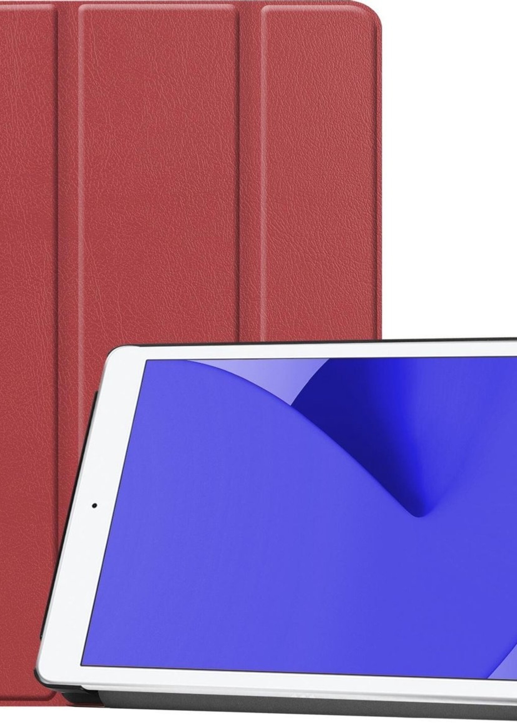 LUQ Hoes Geschikt voor iPad 10.2 2020 Hoes Luxe Hoesje Book Case - Hoesje Geschikt voor iPad 8 Hoes Cover - Donkerrood