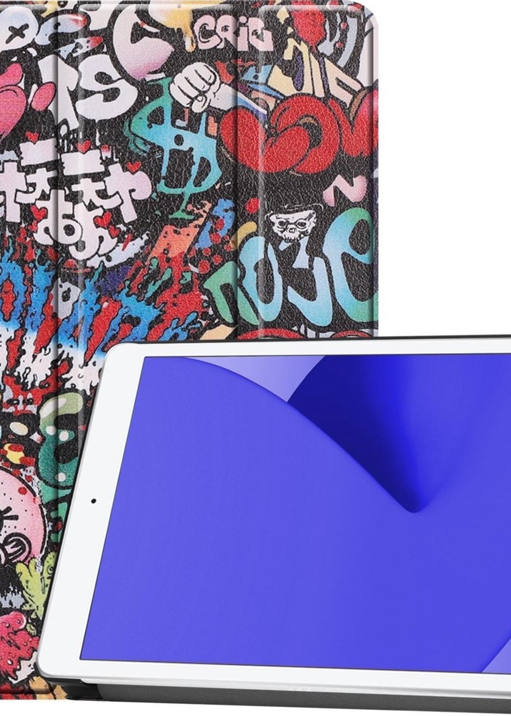 LUQ Hoes Geschikt voor iPad 10.2 2020 Hoes Luxe Hoesje Book Case - Hoesje Geschikt voor iPad 8 Hoes Cover - Graffity