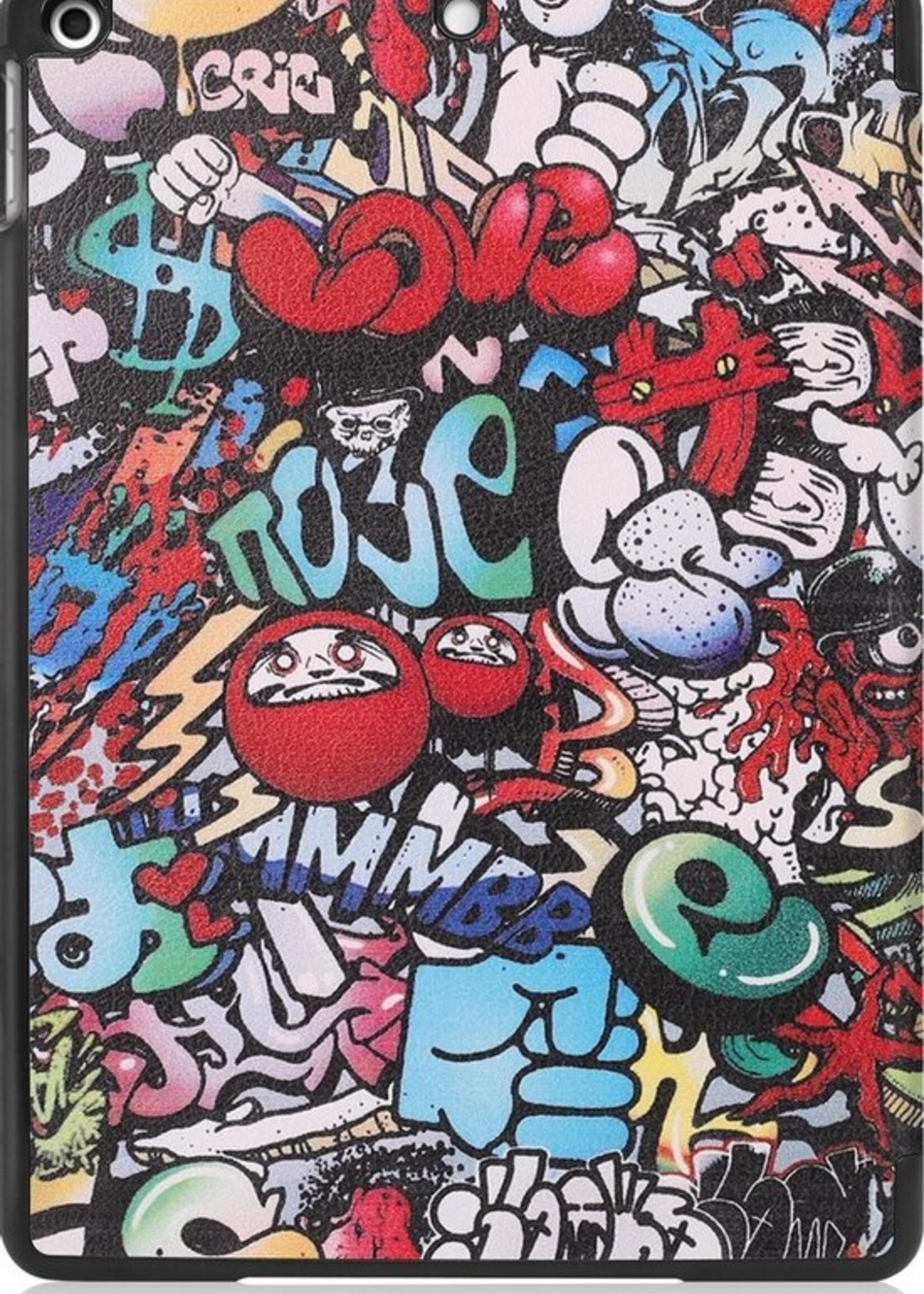 LUQ Hoes Geschikt voor iPad 10.2 2020 Hoes Luxe Hoesje Book Case - Hoesje Geschikt voor iPad 8 Hoes Cover - Graffity