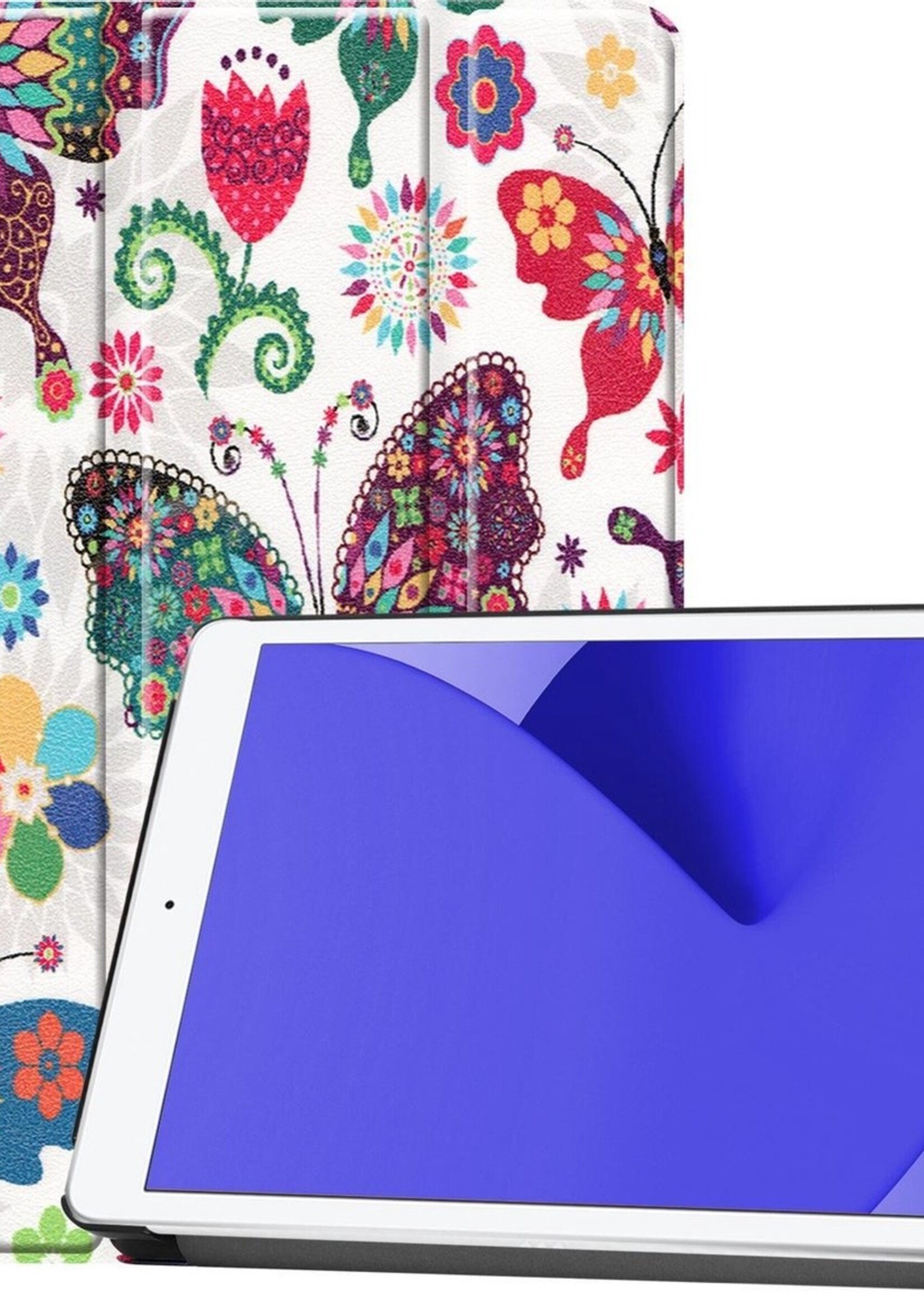 LUQ Hoes Geschikt voor iPad 10.2 2020 Hoes Luxe Hoesje Book Case - Hoesje Geschikt voor iPad 8 Hoes Cover - Vlinders