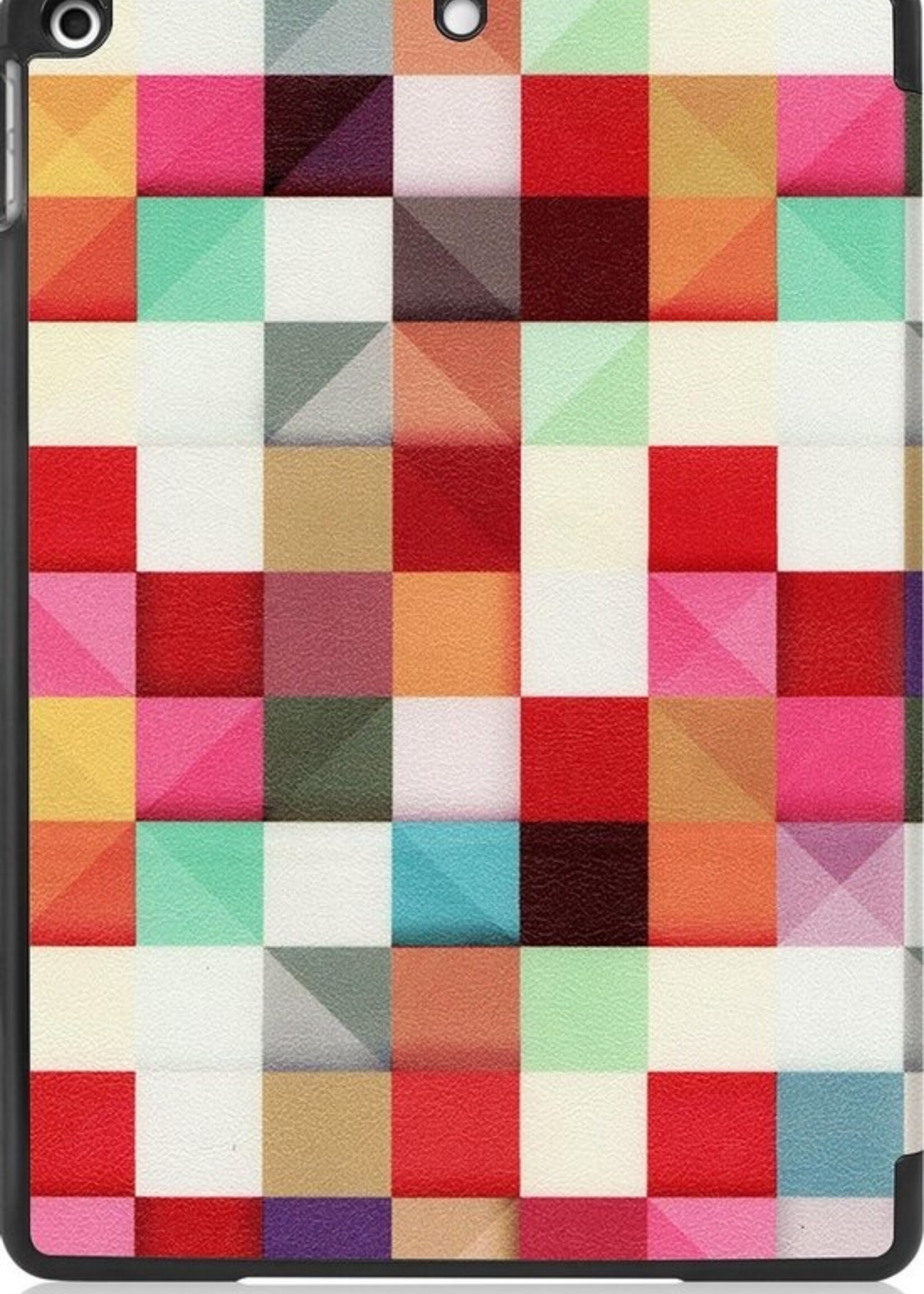 LUQ Hoes Geschikt voor iPad 10.2 2020 Hoes Luxe Hoesje Book Case Met Screenprotector - Hoesje Geschikt voor iPad 8 Hoes Cover - Blokken