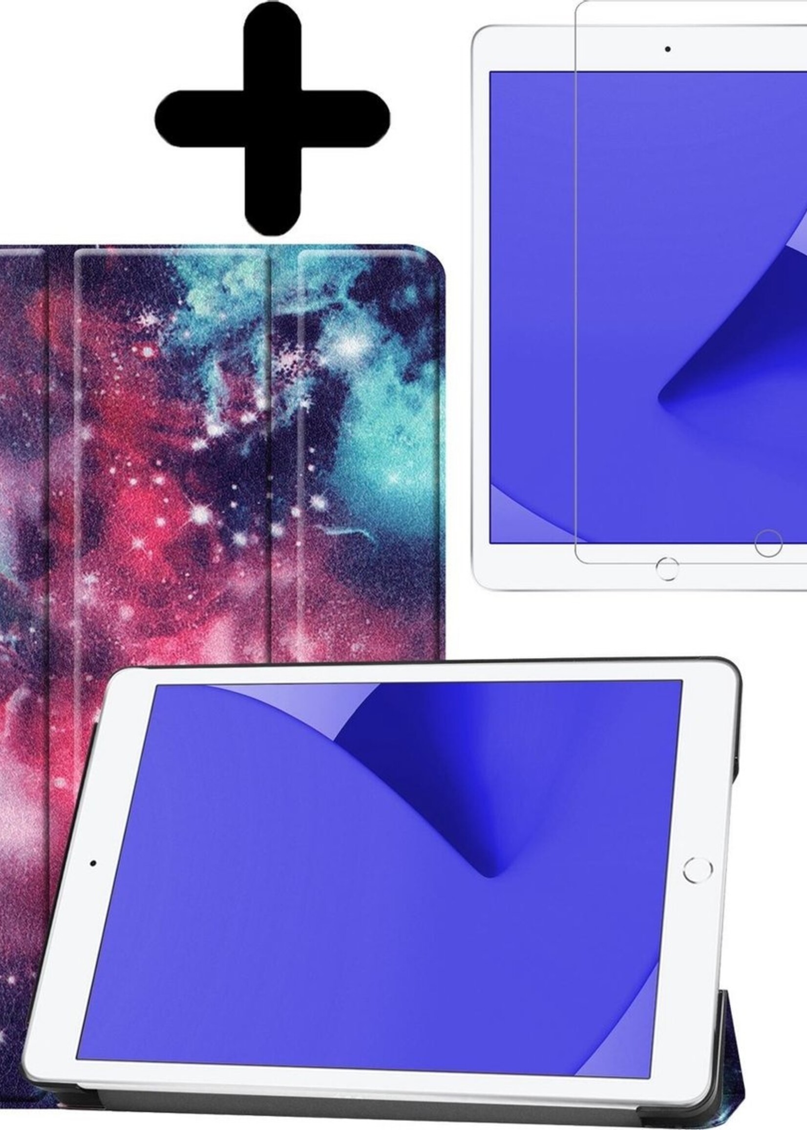 LUQ Hoes Geschikt voor iPad 10.2 2019/2020 Hoes Luxe Hoesje Book Case Met Screenprotector - Hoesje Geschikt voor iPad 7/8 Hoes Cover - Galaxy