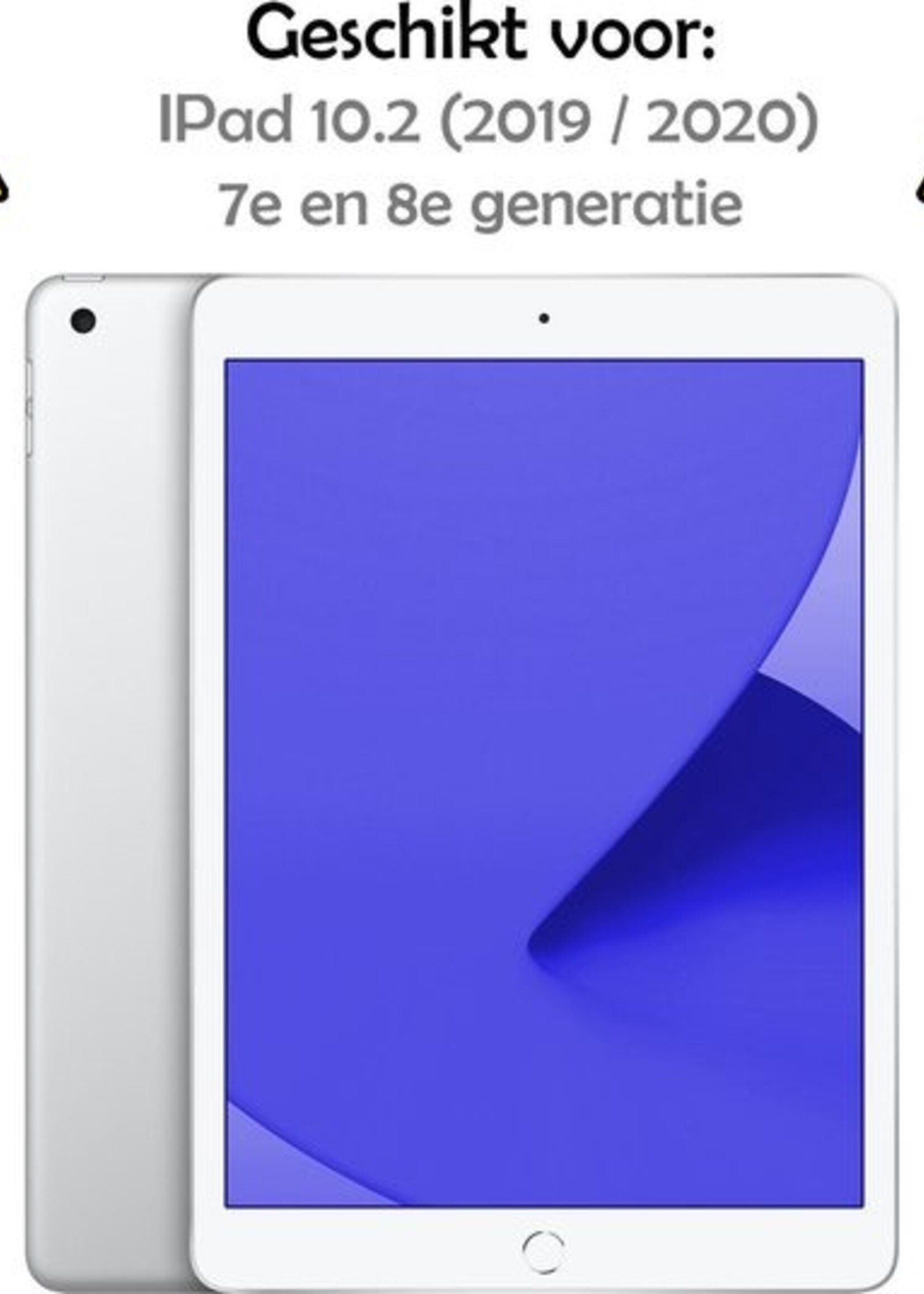 LUQ Hoes Geschikt voor iPad 10.2 2019/2020 Hoes Luxe Hoesje Book Case Met Screenprotector - Hoesje Geschikt voor iPad 7/8 Hoes Cover - Paars