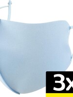 LUQ LUQ Verstelbaar Wasbaar mondmasker - Lichtblauw - 3 PACK