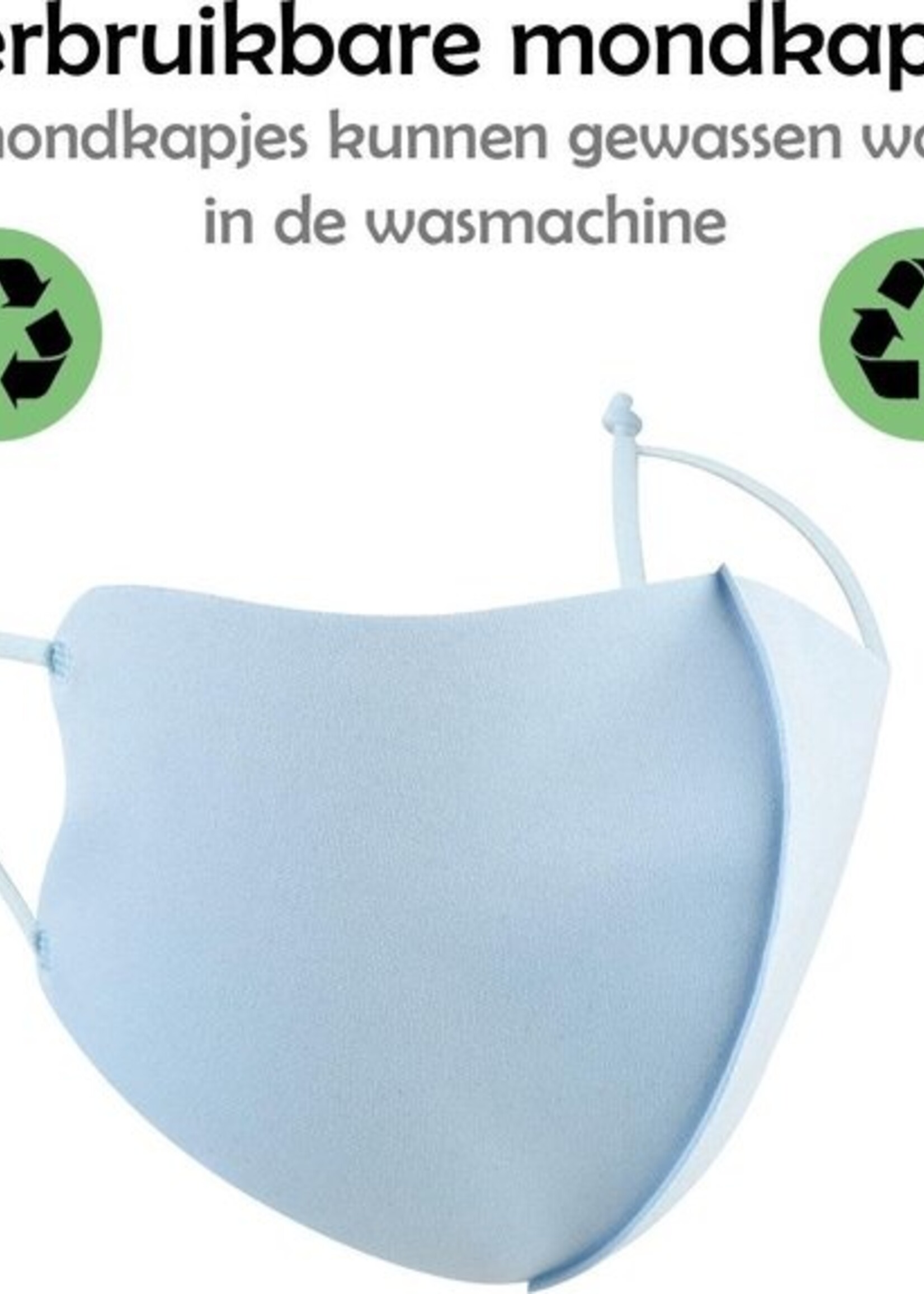 LUQ Mondkapje Wasbaar Verstelbaar - Mondmasker Wasbaar - Mondkapje Lichtblauw Wasbaar - Mondkapjes Wasbaar Verstelbaar Lichtblauw - 3 Stuks