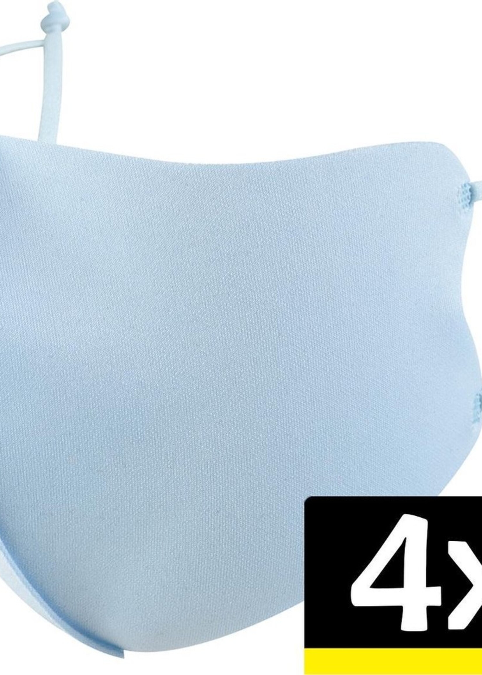 LUQ Mondkapje Wasbaar Verstelbaar - Mondmasker Wasbaar - Mondkapje Lichtblauw Wasbaar - Mondkapjes Wasbaar Verstelbaar Lichtblauw - 4 Stuks