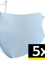 LUQ LUQ Verstelbaar Wasbaar mondmasker - Lichtblauw - 5 PACK