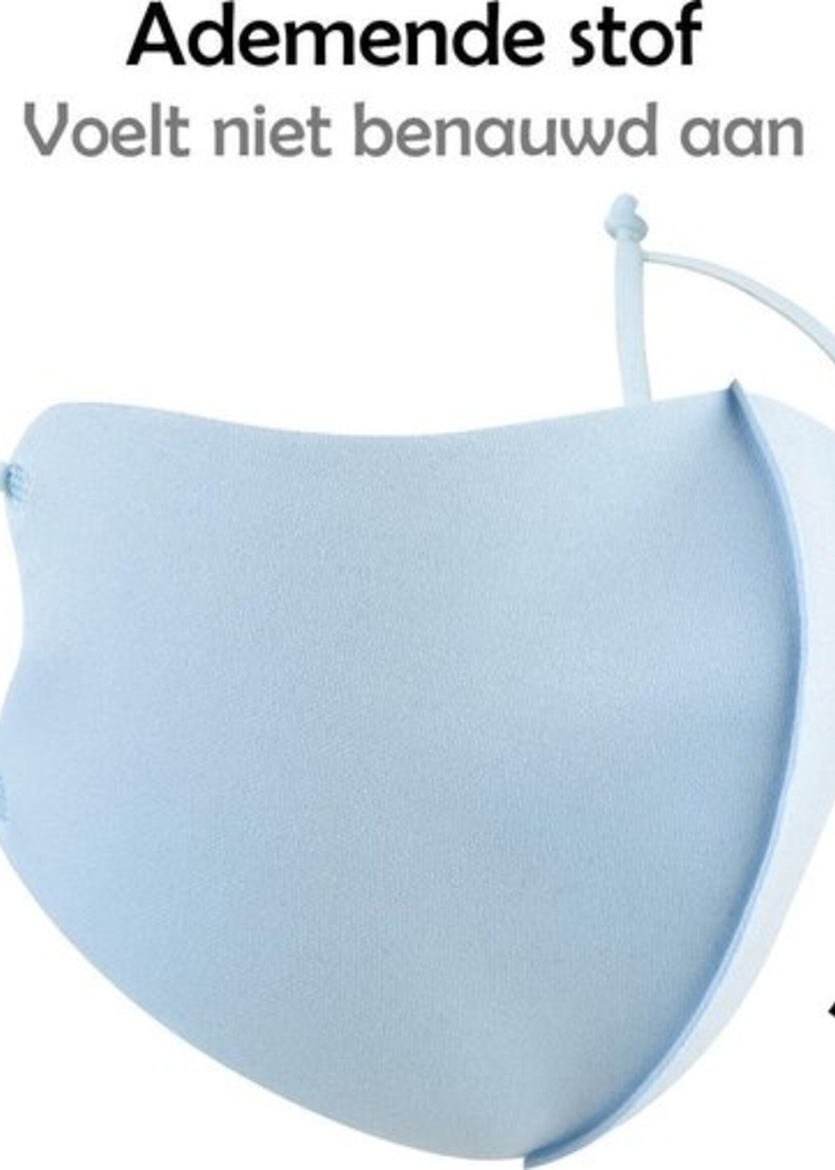 LUQ Mondkapje Wasbaar Verstelbaar - Mondmasker Wasbaar - Mondkapje Lichtblauw Wasbaar - Mondkapjes Wasbaar Verstelbaar Lichtblauw - 10 Stuks