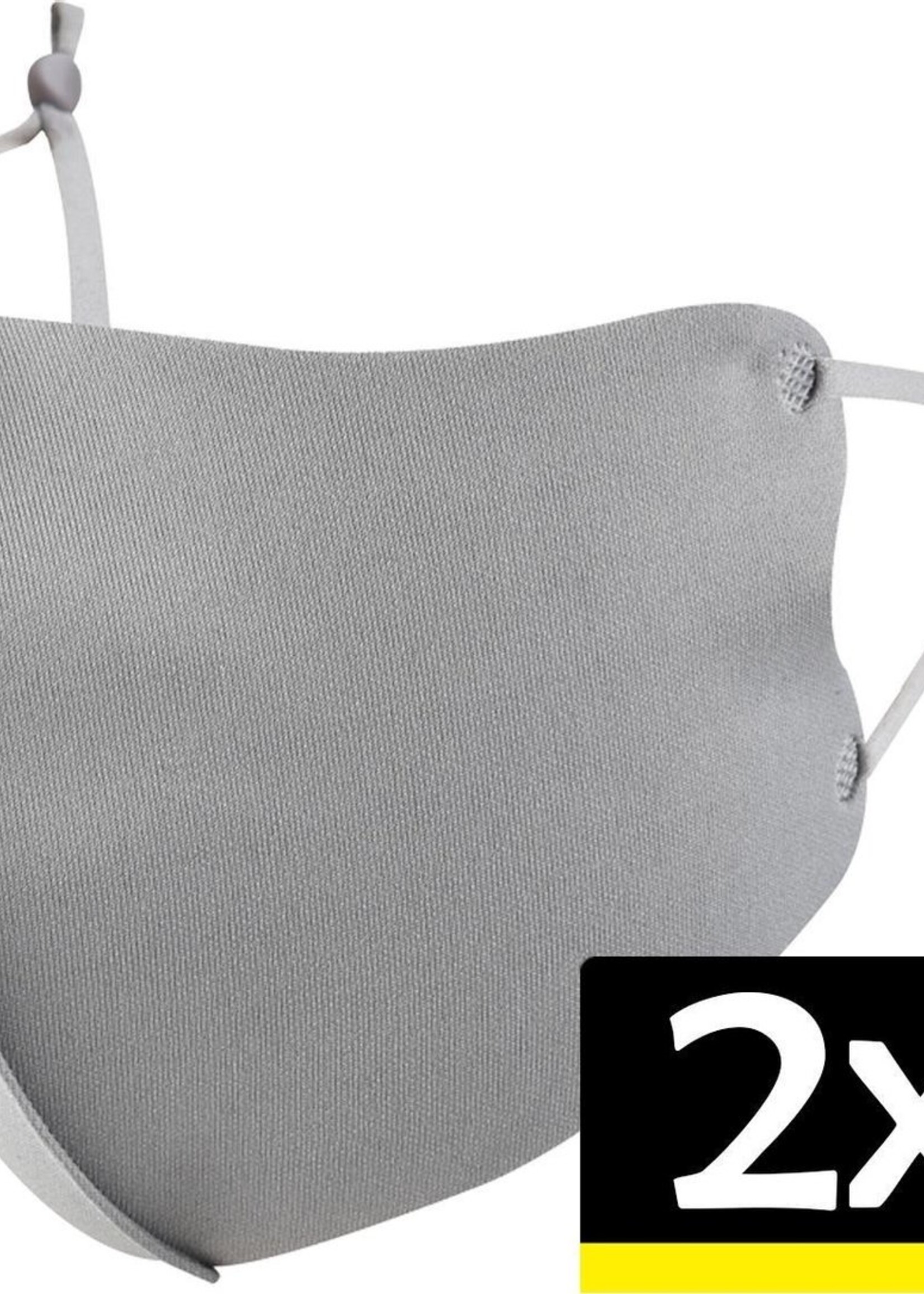 LUQ Mondkapje Wasbaar Grijs Mondkapjes Verstelbaar Mondmasker - 2 stuks