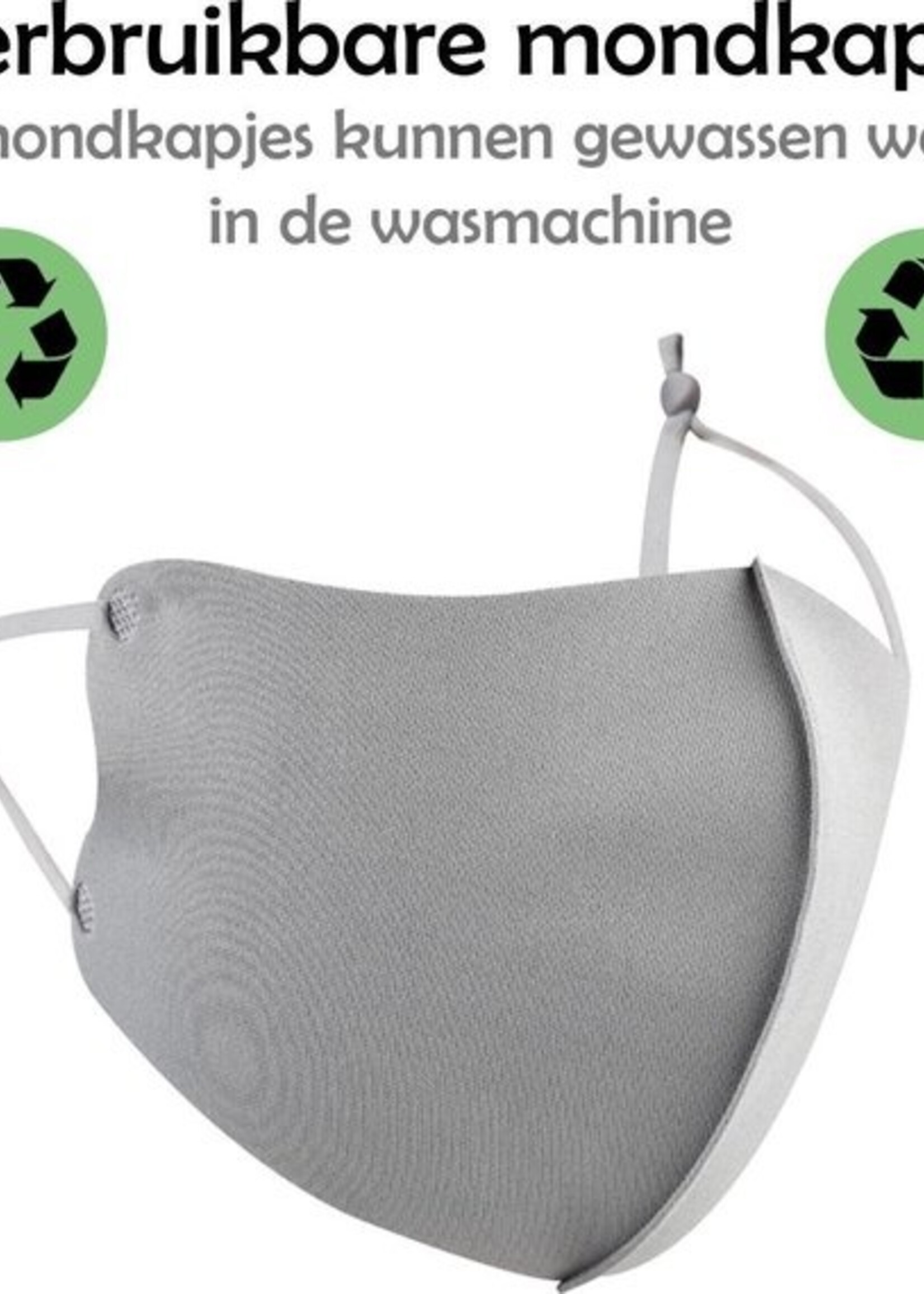LUQ Mondkapje Wasbaar Grijs Mondkapjes Verstelbaar Mondmasker - 2 stuks
