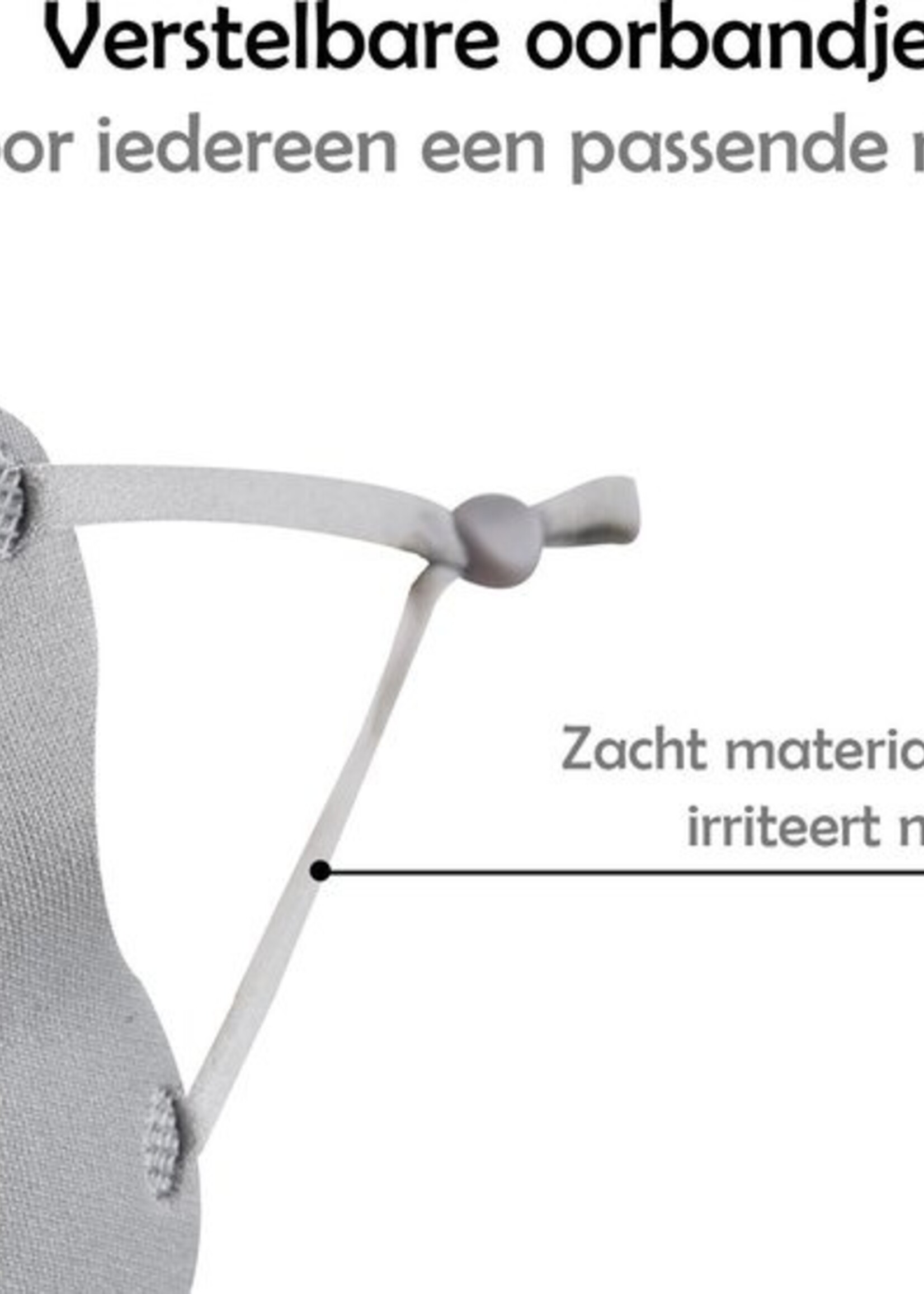 LUQ Mondkapje Wasbaar Grijs Mondkapjes Verstelbaar Mondmasker - 2 stuks