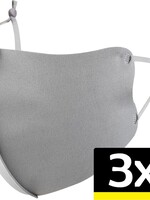 LUQ LUQ Verstelbaar Wasbaar mondmasker - Grijs - 3 PACK