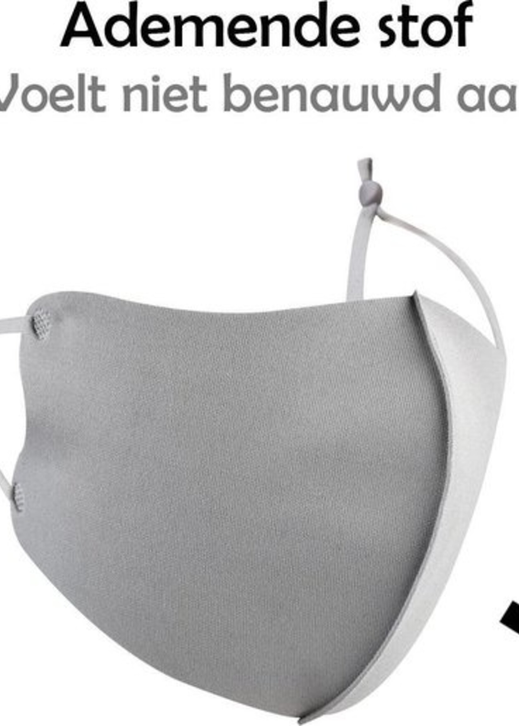 LUQ Mondkapje Wasbaar Grijs Mondkapjes Verstelbaar Mondmasker - 3 stuks