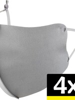 LUQ LUQ Verstelbaar Wasbaar mondmasker - Grijs - 4 PACK