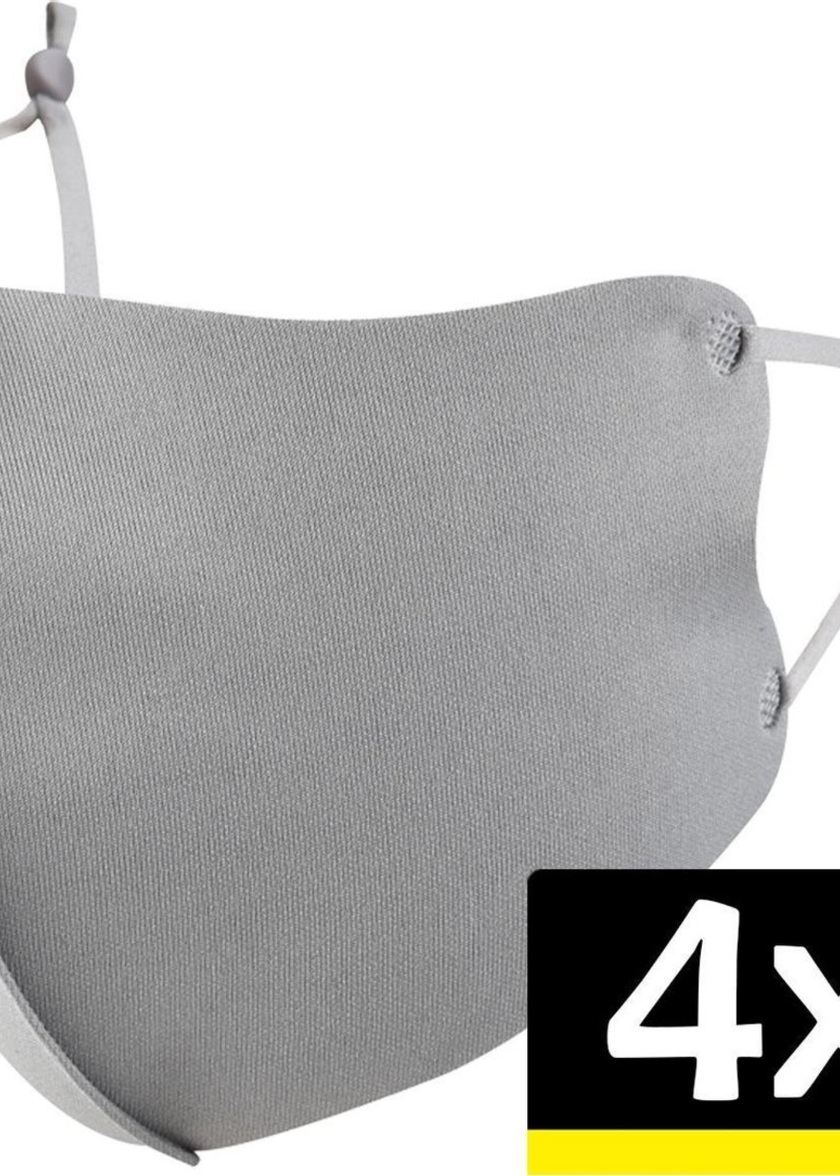 LUQ Mondkapje Wasbaar Grijs Mondkapjes Verstelbaar Mondmasker - 4 stuks