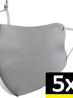 LUQ LUQ Verstelbaar Wasbaar mondmasker - Grijs - 5 PACK