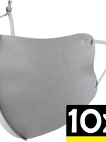 LUQ LUQ Verstelbaar Wasbaar mondmasker - Grijs - 10 PACK