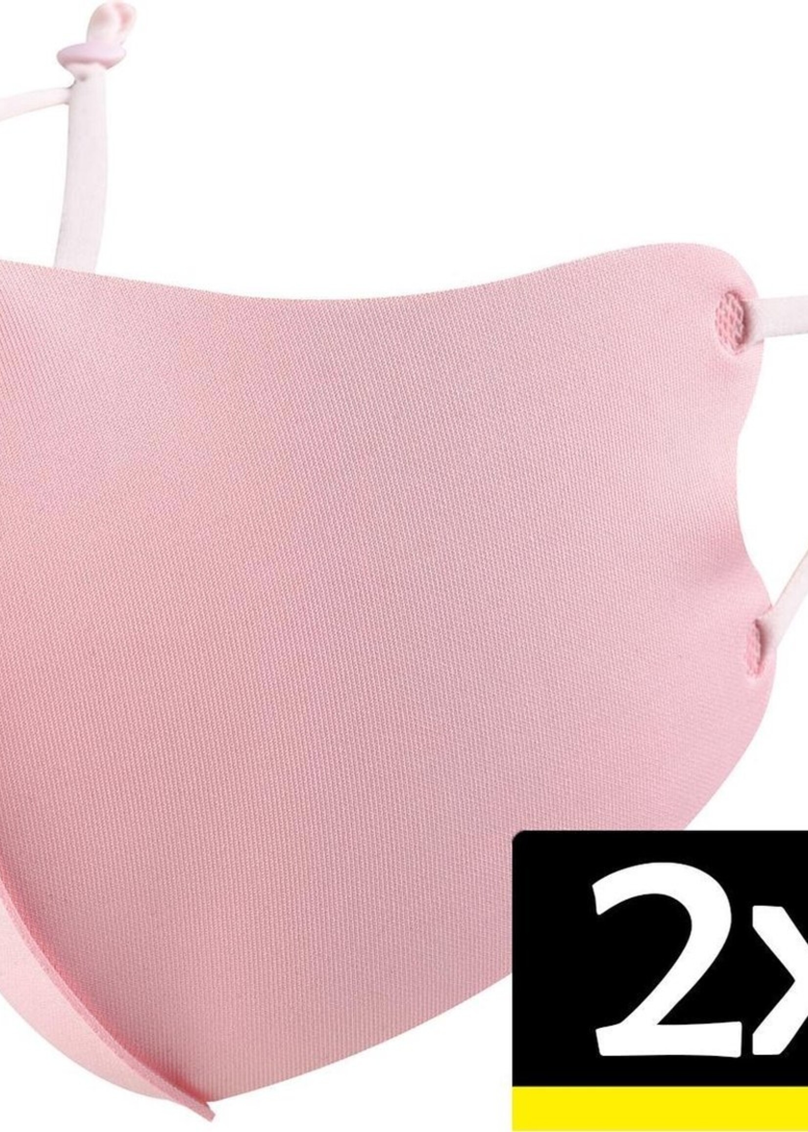 LUQ Mondkapje Wasbaar Roze Mondkapjes Verstelbaar Mondmasker - 2 stuks