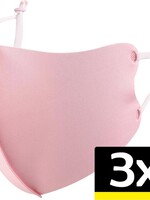 LUQ LUQ Verstelbaar Wasbaar mondmasker - Lichtroze - 3 PACK