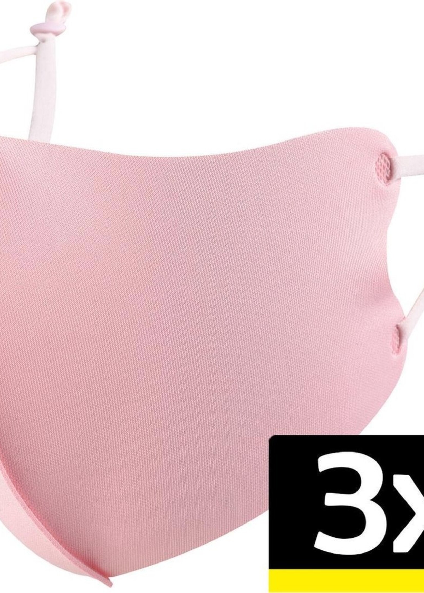 LUQ Mondkapje Wasbaar Roze Mondkapjes Verstelbaar Mondmasker - 3 stuks
