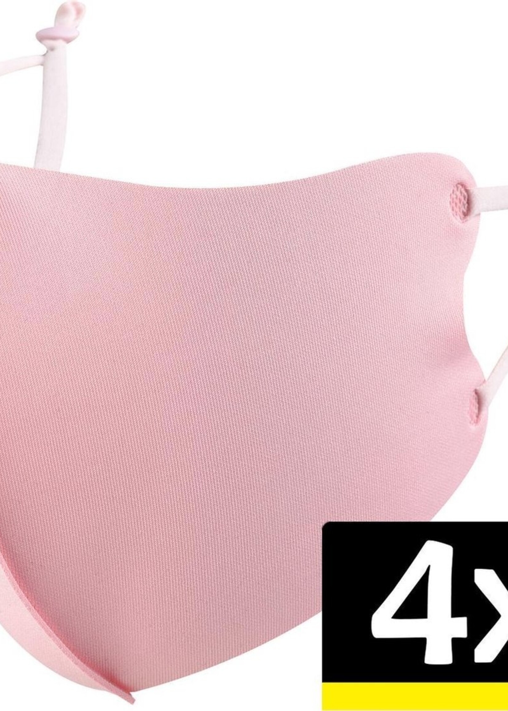 LUQ Mondkapje Wasbaar Roze Mondkapjes Verstelbaar Mondmasker - 4 stuks