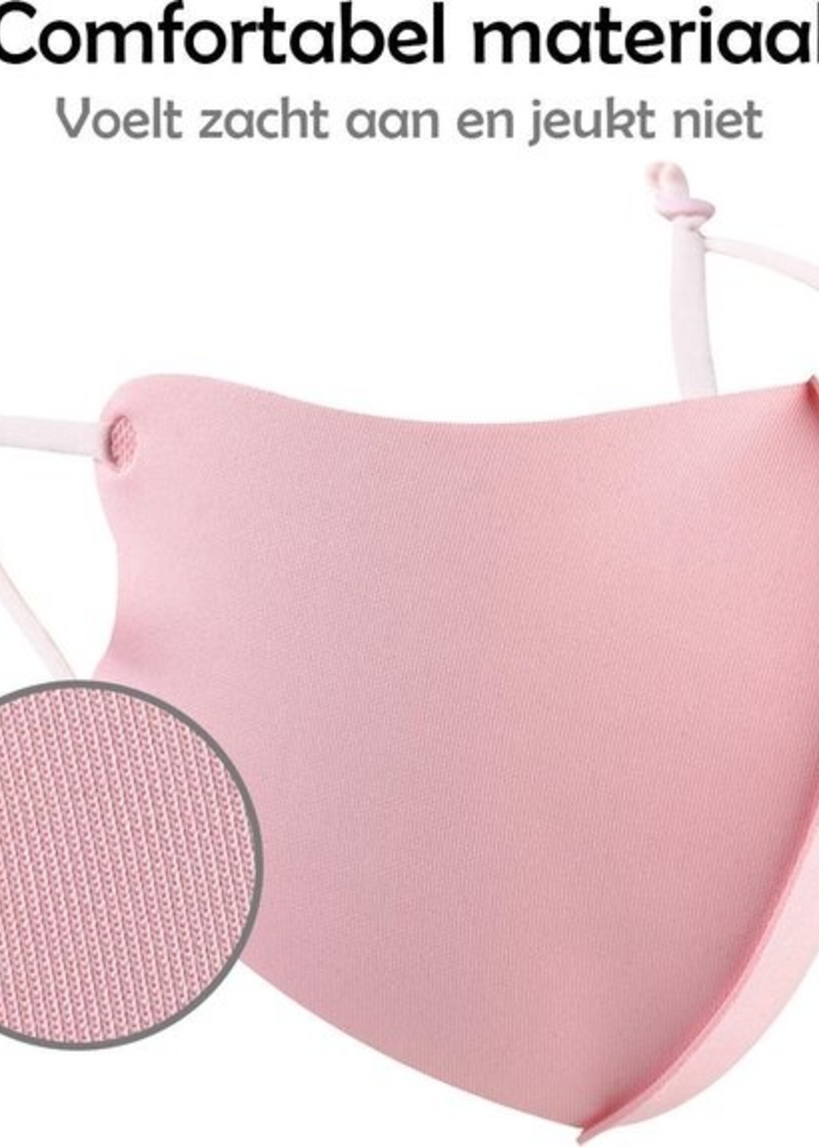 LUQ Mondkapje Wasbaar Roze Mondkapjes Verstelbaar Mondmasker - 4 stuks