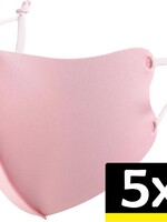LUQ LUQ Verstelbaar Wasbaar mondmasker - Lichtroze - 5 PACK