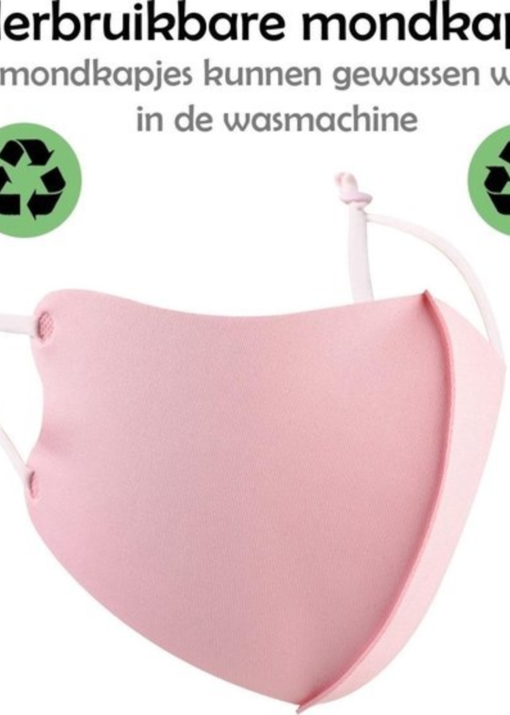 LUQ Mondkapje Wasbaar Roze Mondkapjes Verstelbaar Mondmasker - 5 stuks