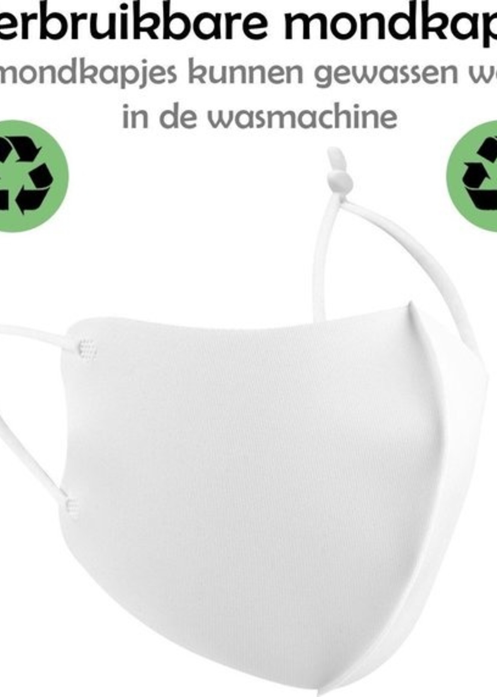 LUQ Mondkapje Wasbaar Wit Mondkapjes Verstelbaar Mondmasker Niet-medisch