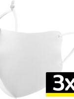 LUQ LUQ Verstelbaar Wasbaar mondmasker - Wit - 3 PACK
