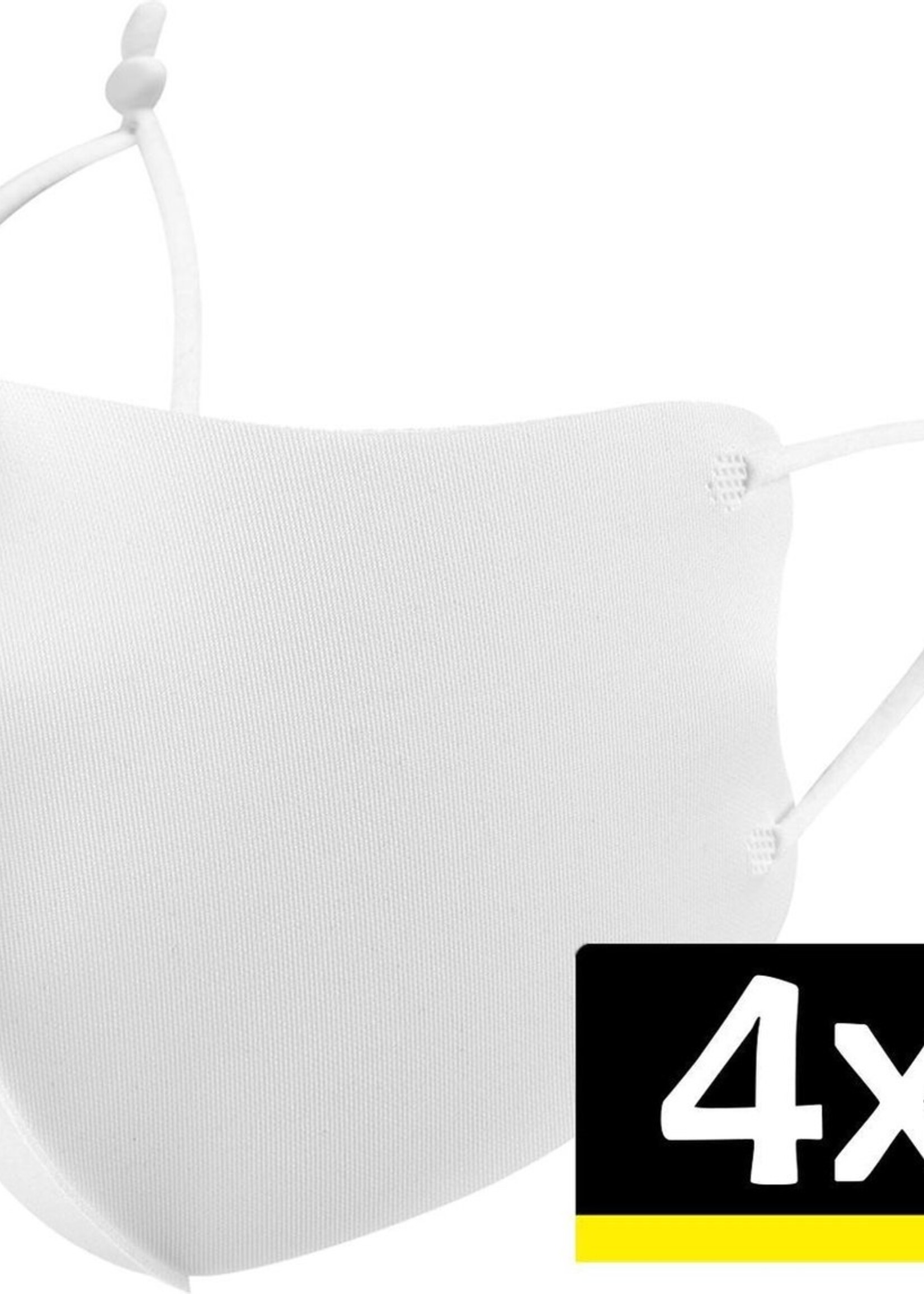 LUQ Mondkapje Wasbaar Wit Mondkapjes Verstelbaar Mondmasker Mask - 4 stuks