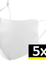 LUQ LUQ Verstelbaar Wasbaar mondmasker - Wit - 5 PACK