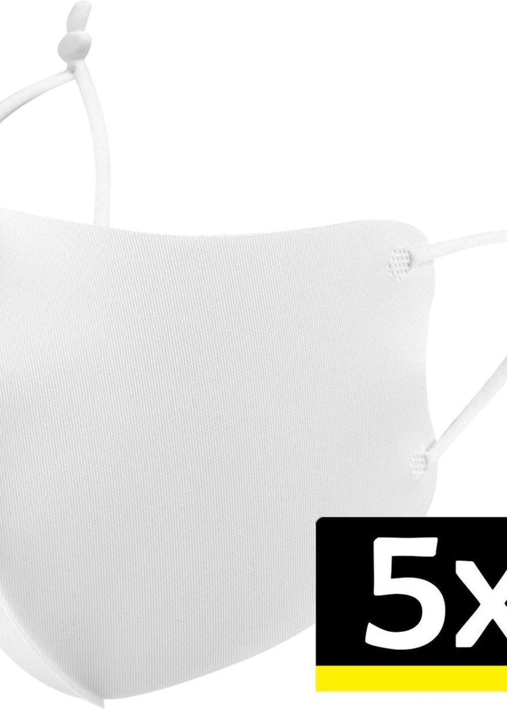 LUQ Mondkapje Wasbaar Wit Mondkapjes Verstelbaar Mondmasker Mask - 5 stuks