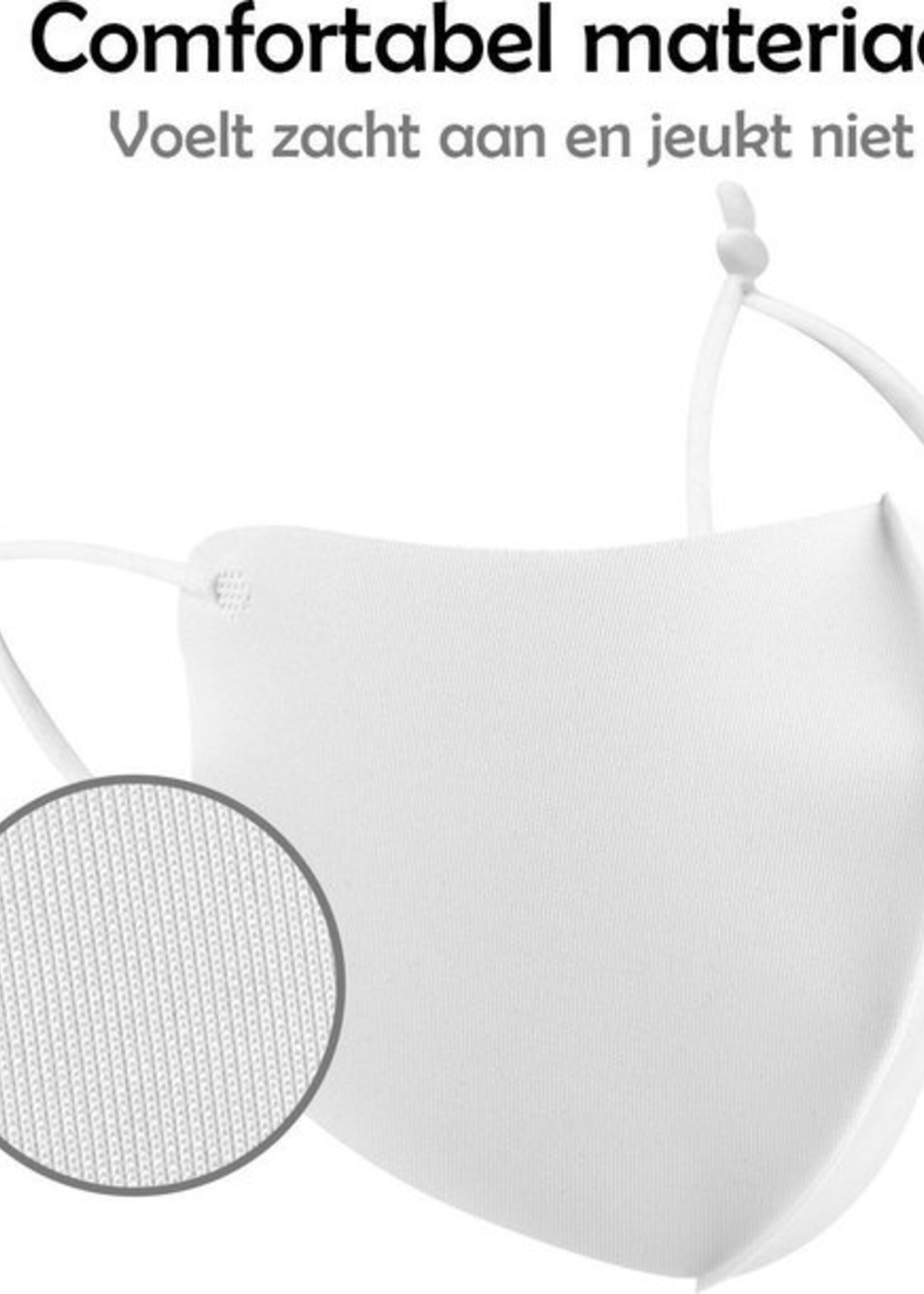 LUQ Mondkapje Wasbaar Wit Mondkapjes Verstelbaar Mondmasker - 10 stuks