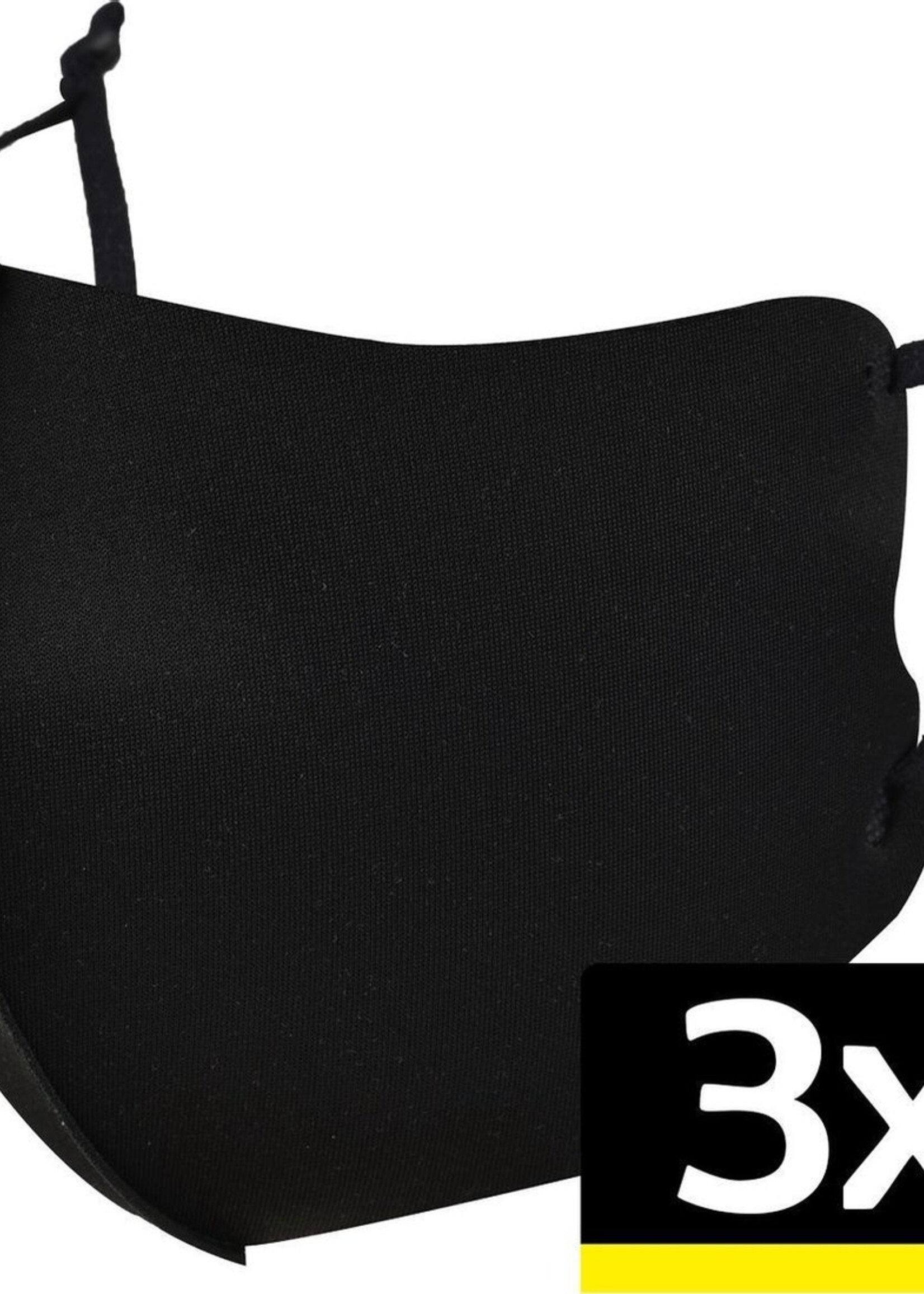 LUQ Mondkapje Wasbaar Zwart Verstelbaar - Mondmasker Wasbaar - Mondkapje Zwart Wasbaar - Mondkapjes Wasbaar Zwart Verstelbaar - 3 Stuks